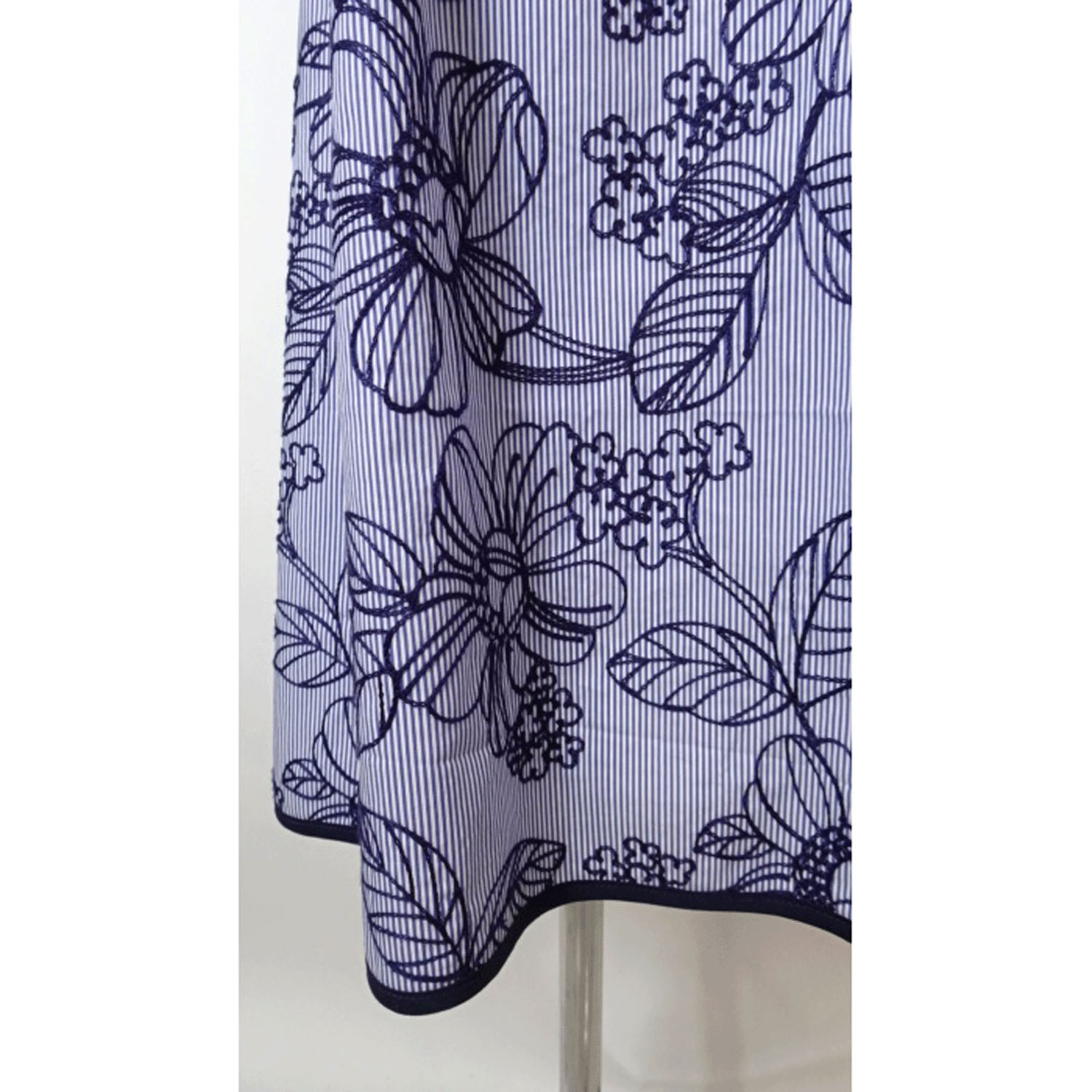 Super Beauty ストライプ柄×花フロッキープリント半袖ワンピース - 画像20