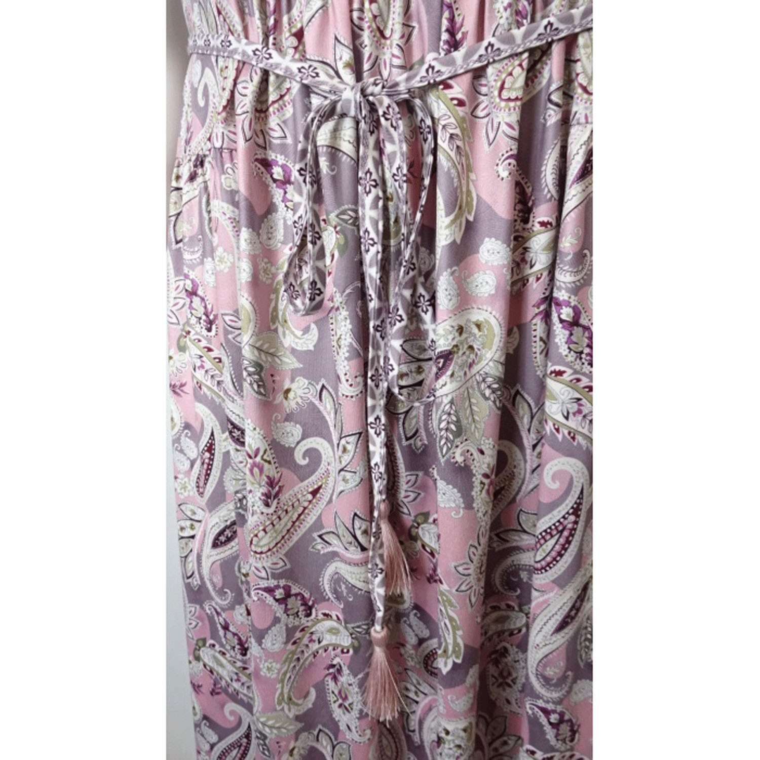 【LIVE ARCHIVE】Super Beauty 胸元レース×スリット入りペイズリー柄切替ワンピース - 画像18