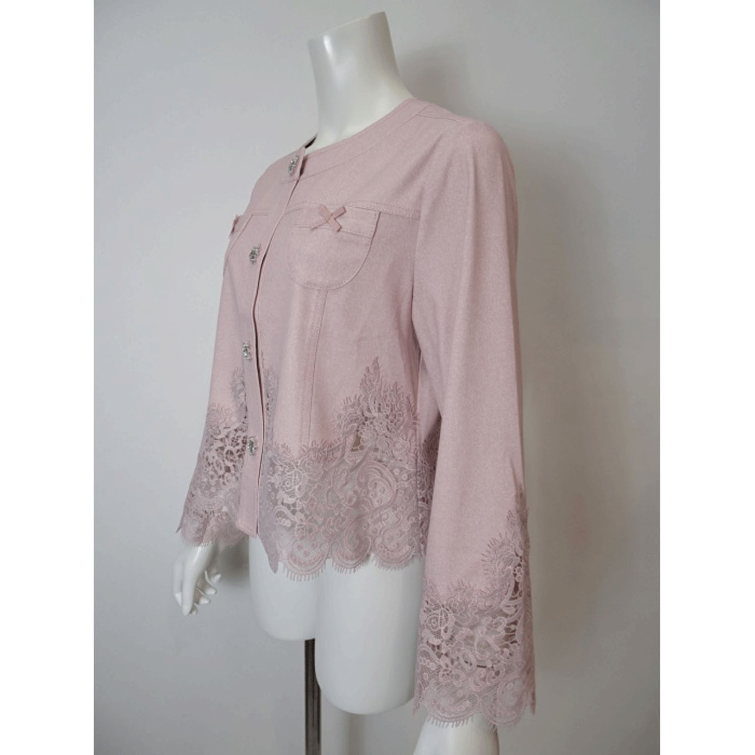 Super Beauty 裾レース切替転写素材ノーカラージャケット - 画像18