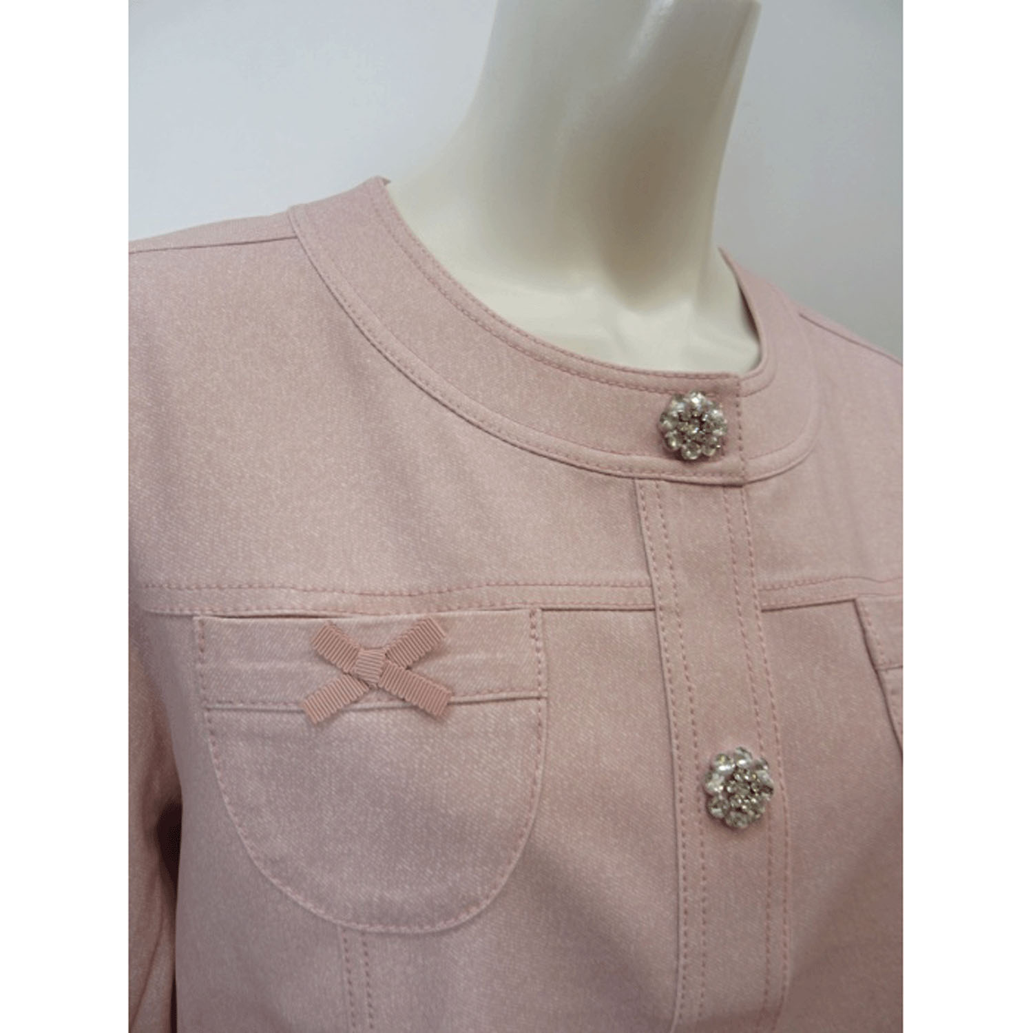 【2月下旬入荷予定】Super Beauty 裾レース切替転写素材ノーカラージャケット - 画像20