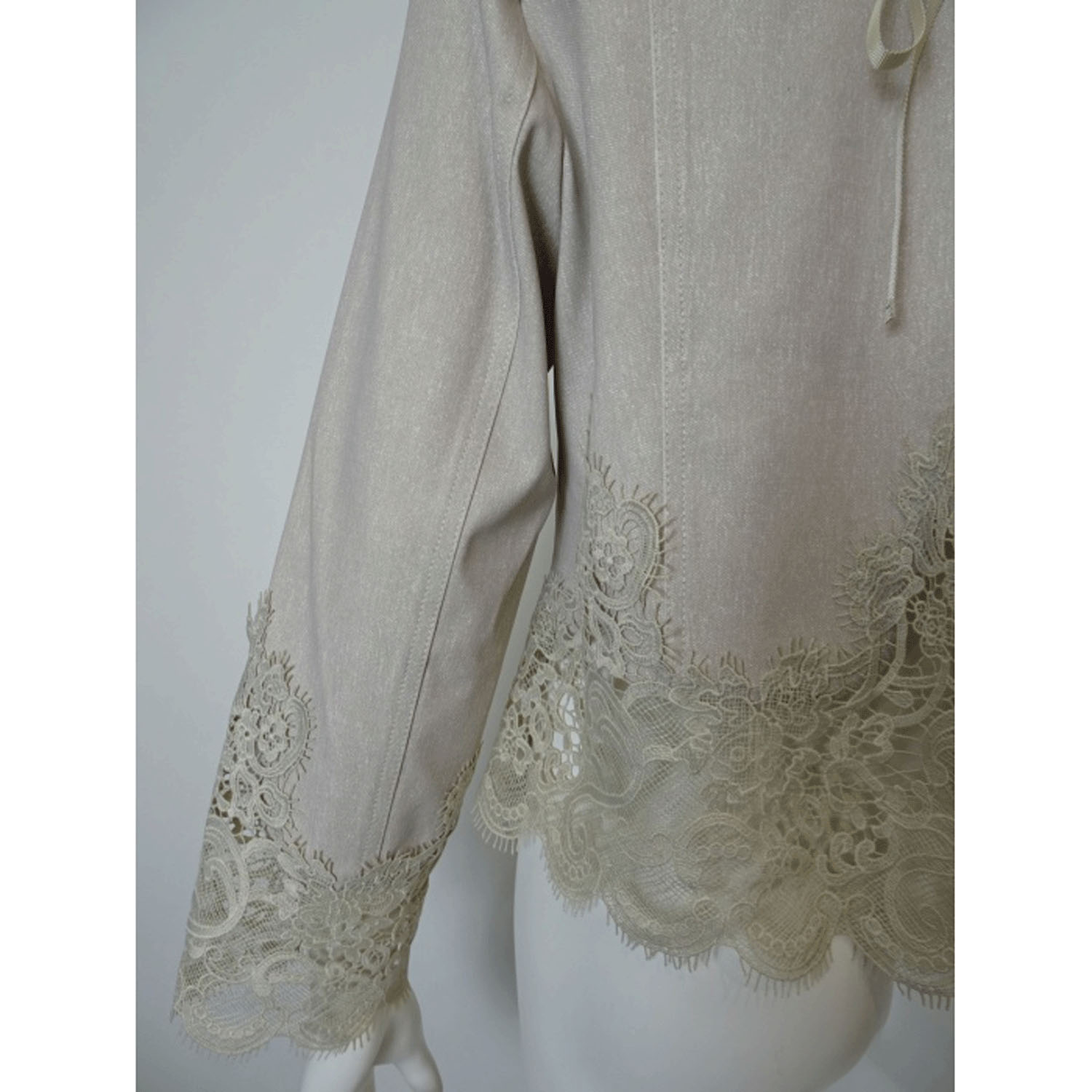 Super Beauty 裾レース切替転写素材ノーカラージャケット - 画像8