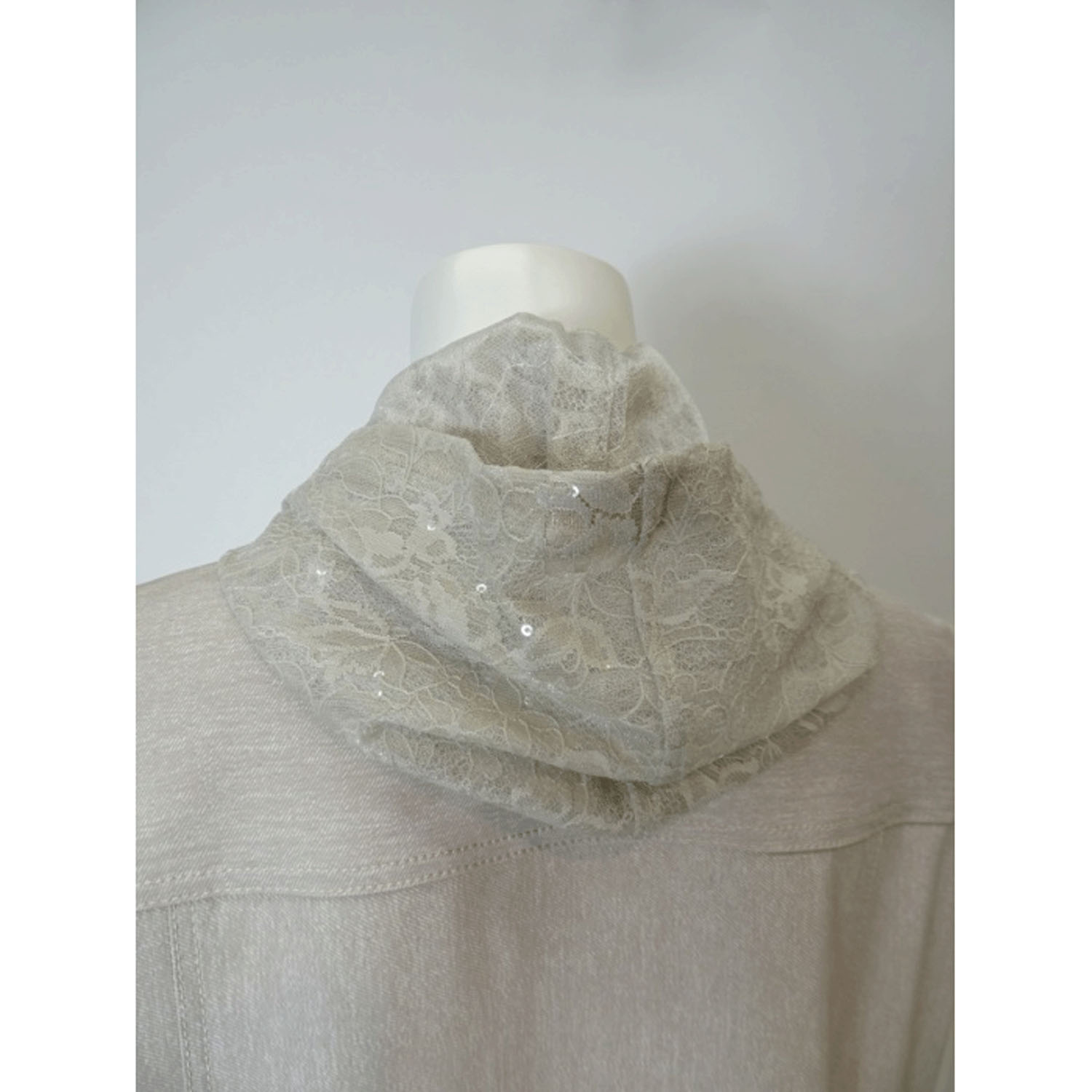 Super Beauty 裾レース切替転写素材フード着脱式ベスト - 画像21