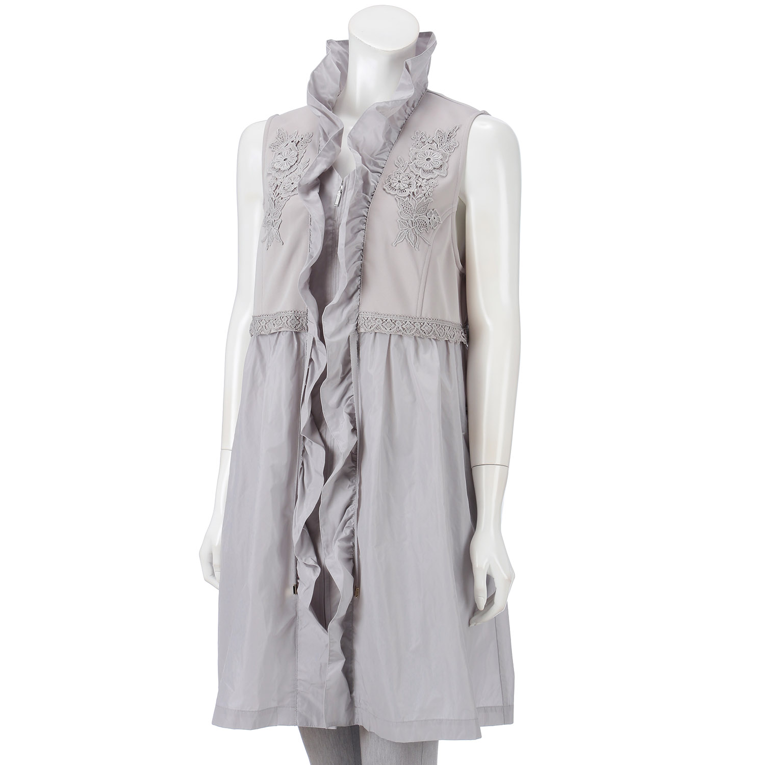 Super Beauty タフタ素材フリル切替ロングジレ - 画像2