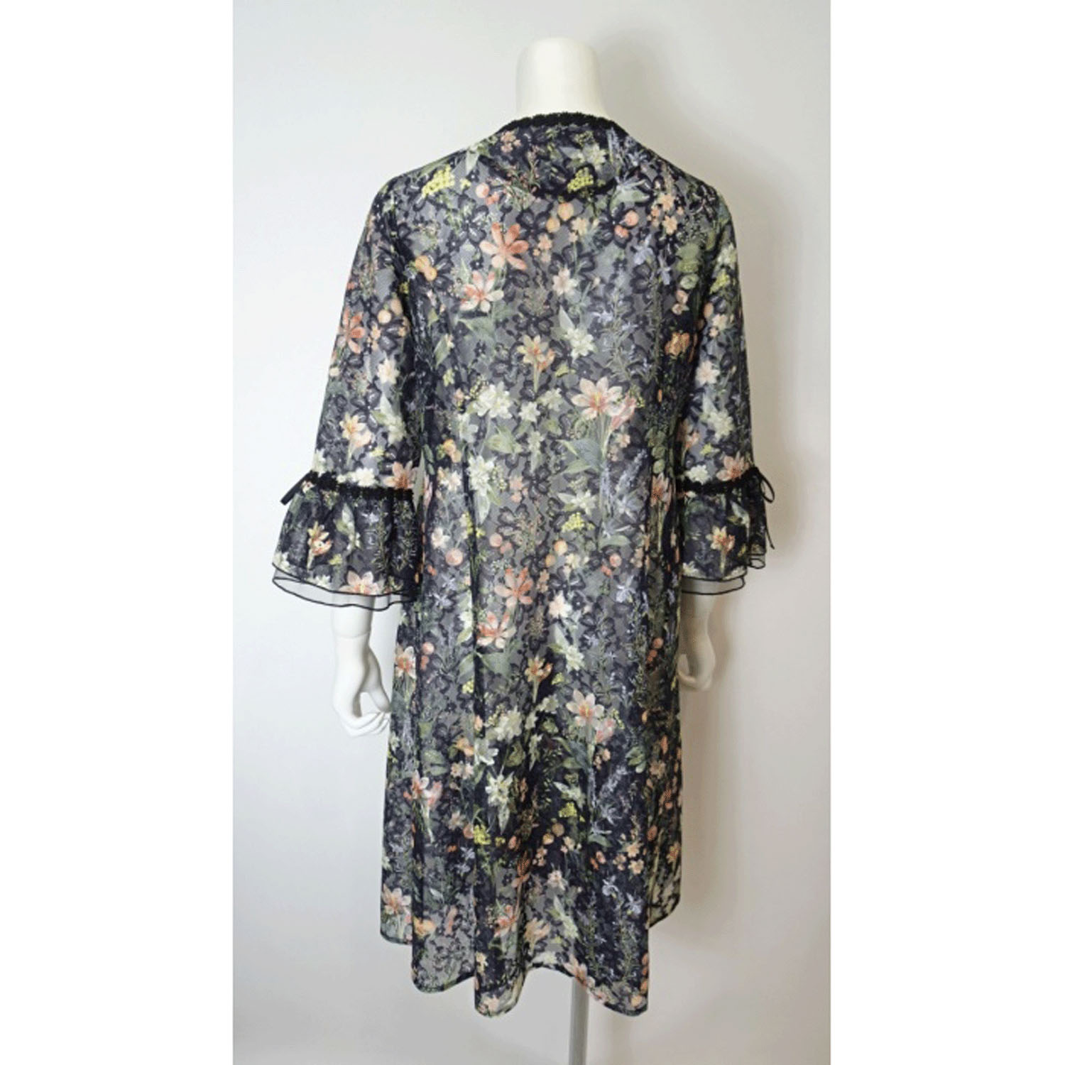 Super Beauty レース素材フラワープリントV開きジャケット - 画像9