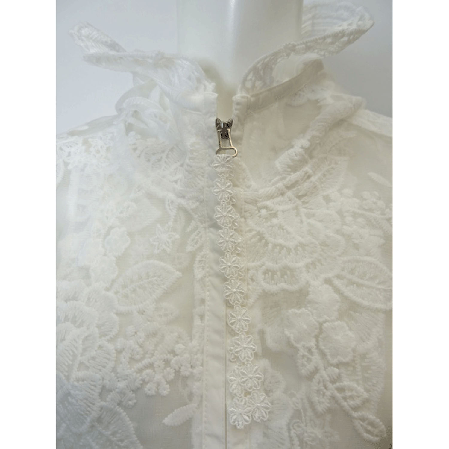 Super Beauty レース花モチーフ×刺しゅう入りジップアップジャケット - 画像11