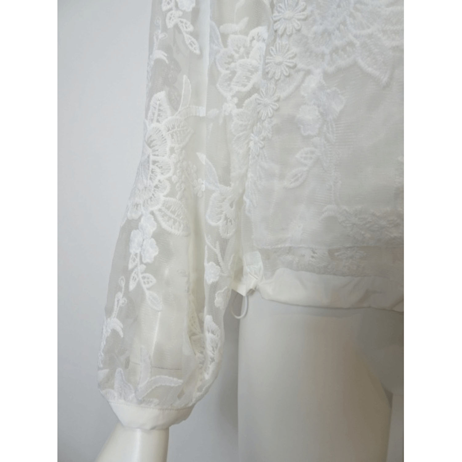 Super Beauty レース花モチーフ×刺しゅう入りジップアップジャケット - 画像12