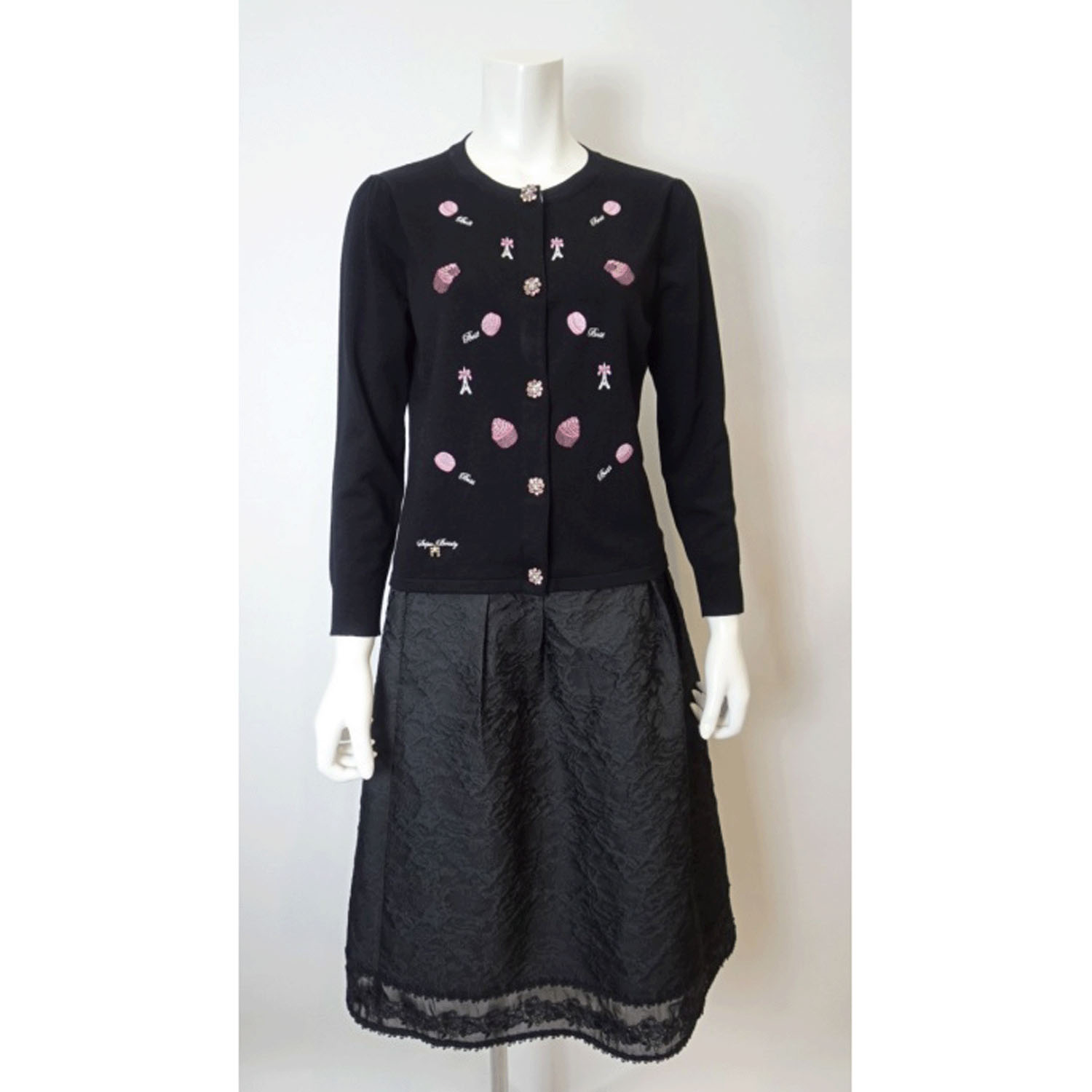 【Insta Live】Super Beauty 裾切り替えジャガード織タックデザインスカート - 画像8