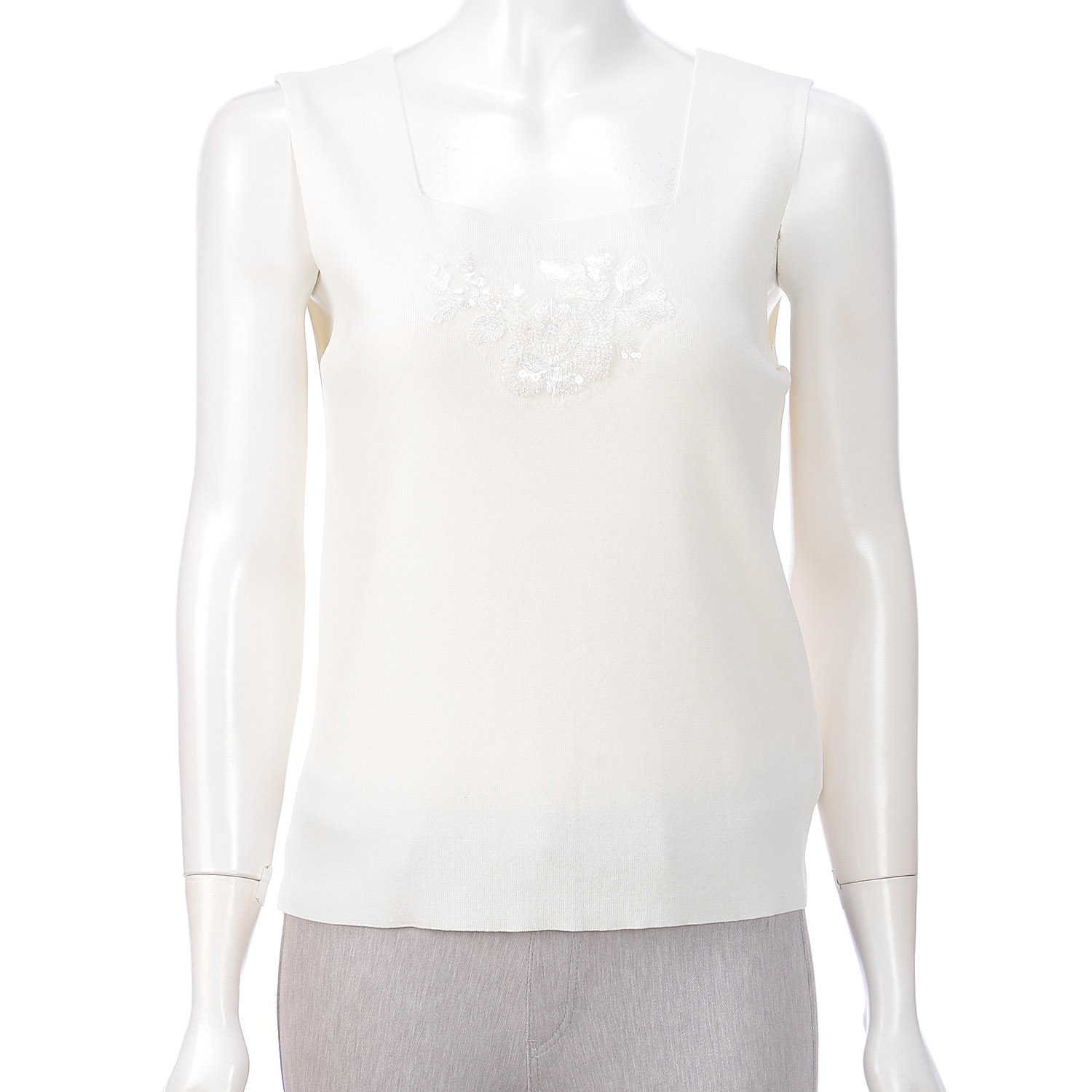 Super Beauty 胸元スパンコール刺繍ノースリーブニット - 画像4