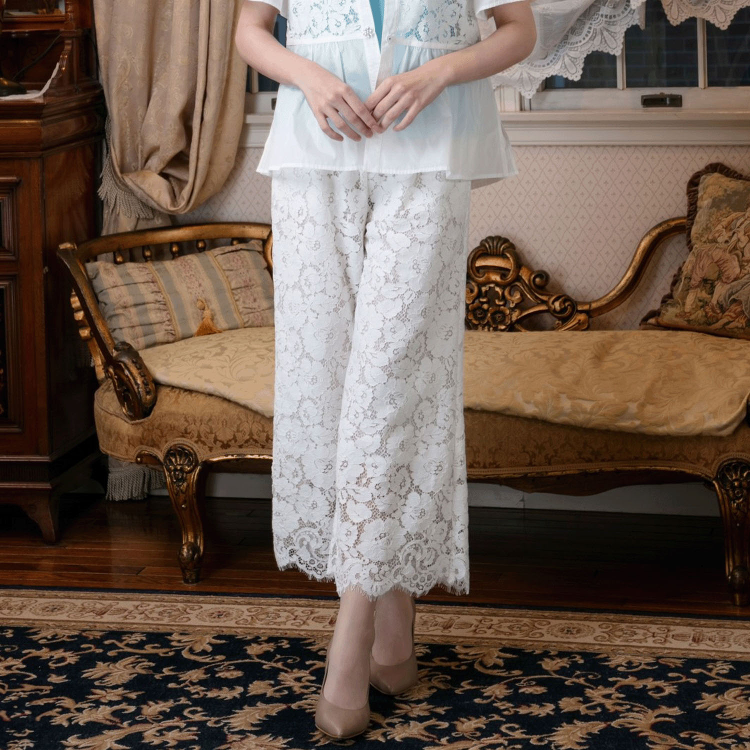 Super Beauty レース素材パンツ - 画像1