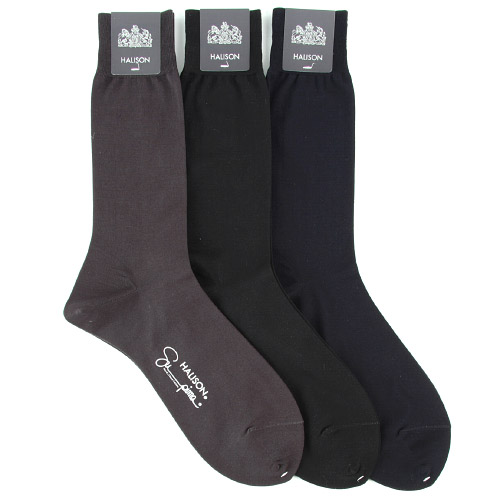 HALISON ビジネスソックス スーピマ平編無地