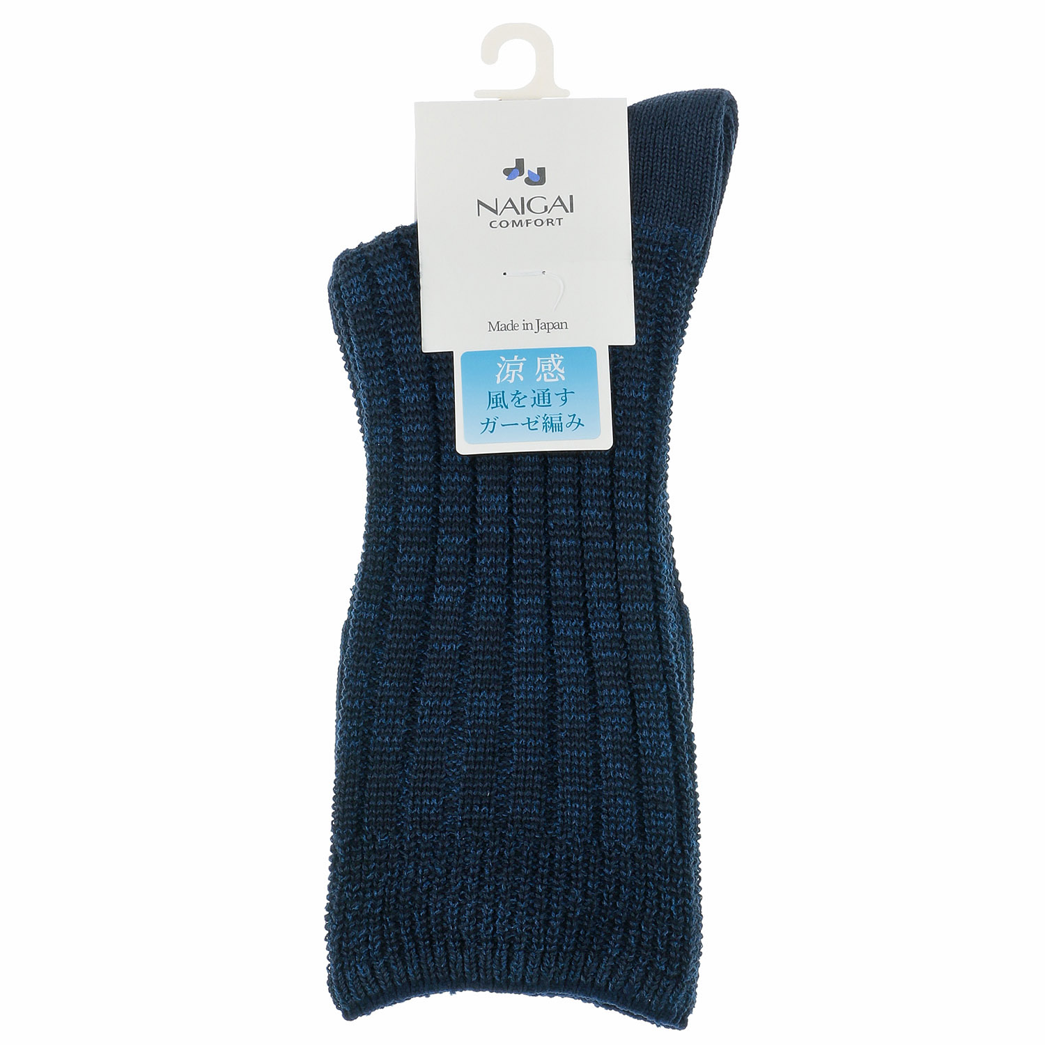 日本の靴下 風が通る涼感ソックス ソフト口ゴムクルー丈 - 画像5