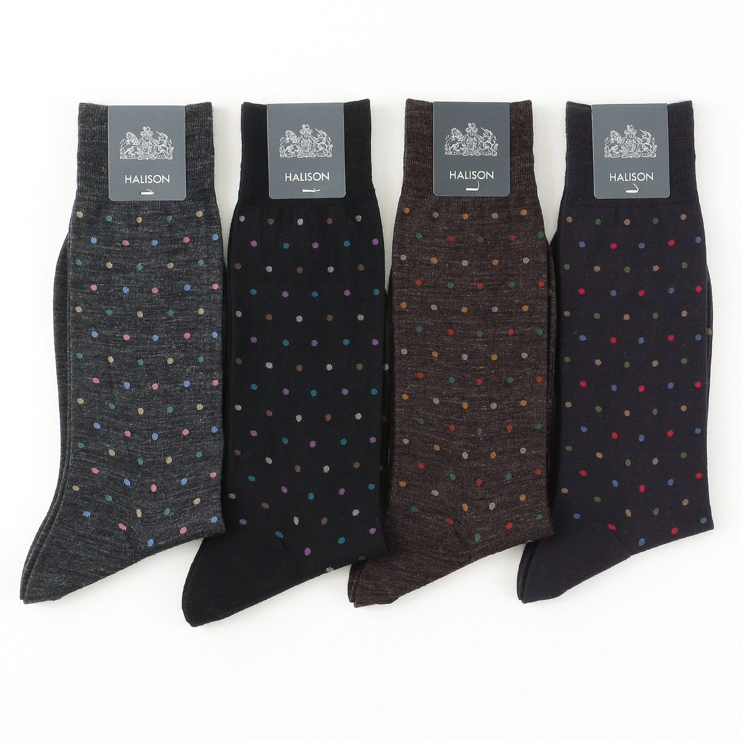HALISON ニュージーランドメリノ カラフルドット ソックス CL