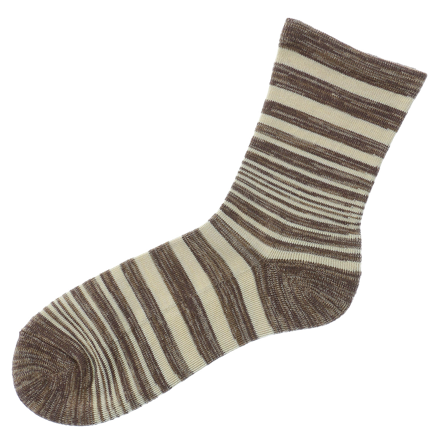 福助 メンズ ふくらし クルー丈 ボーダーくちゴムなし - 画像3