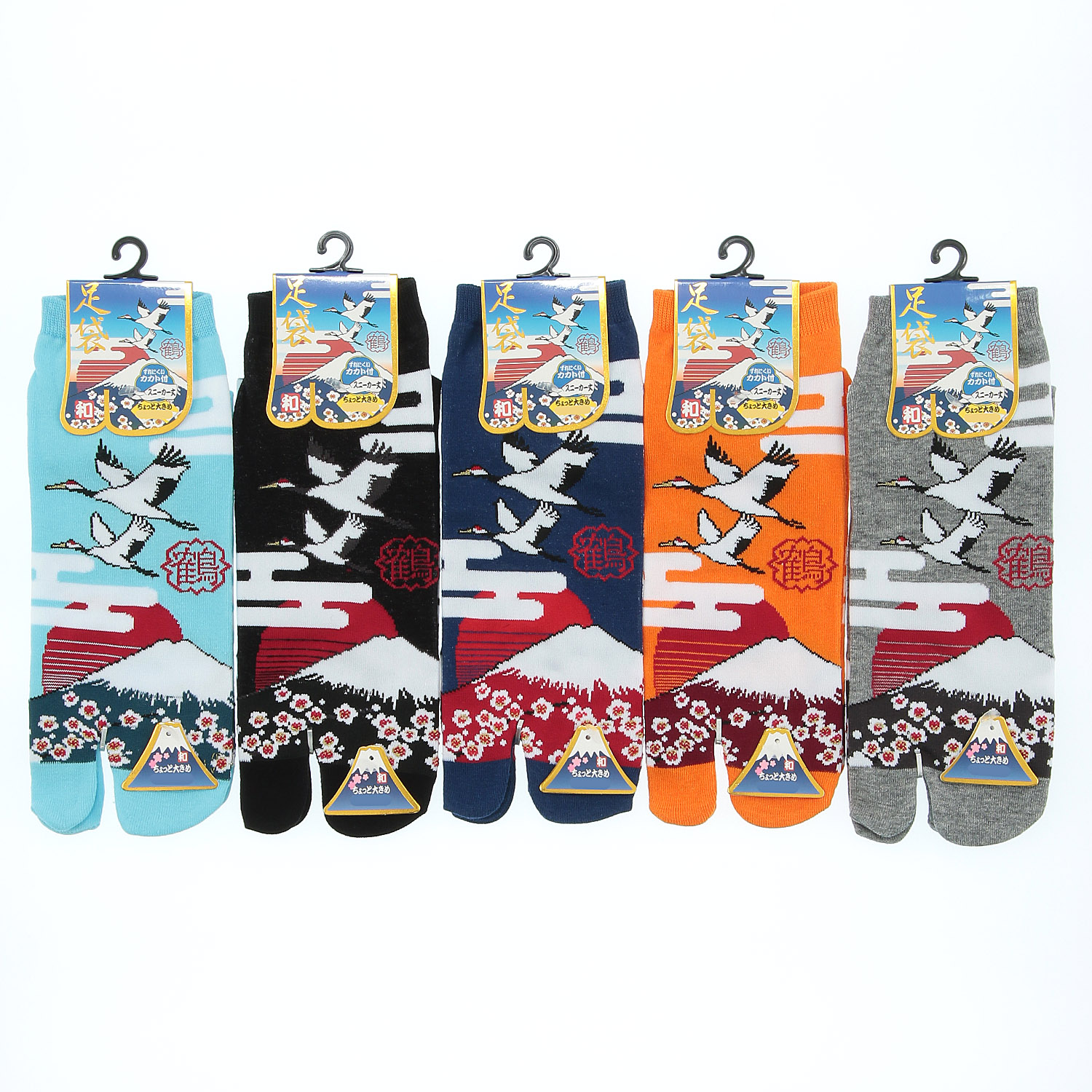 和柄足袋 富士と鶴