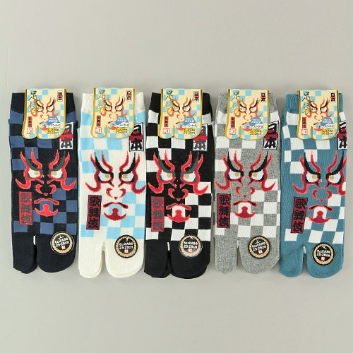 和柄足袋 隈取格子柄