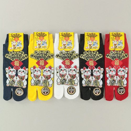 和柄足袋 招き猫