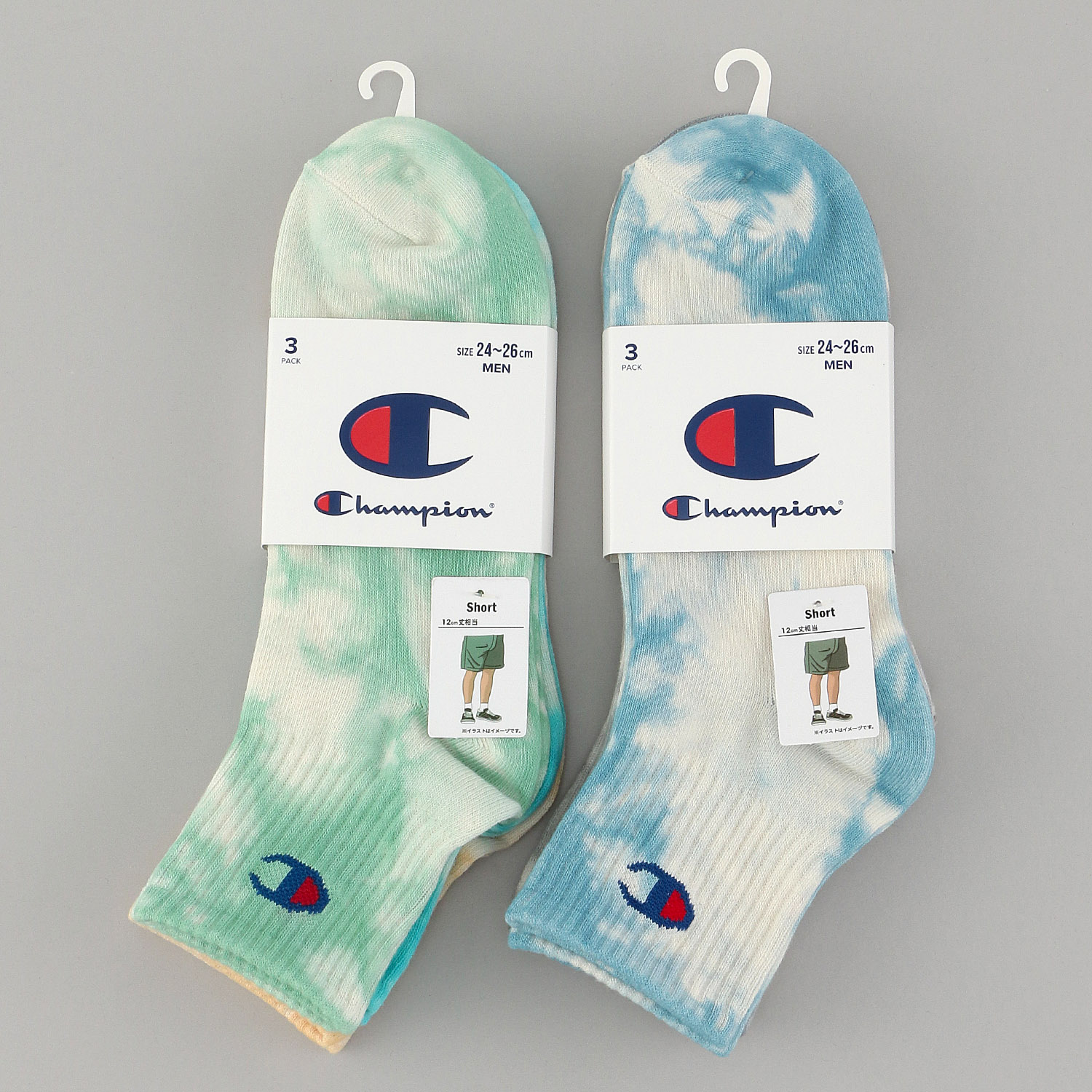 Champion 3P タイダイショートソックス 紳士