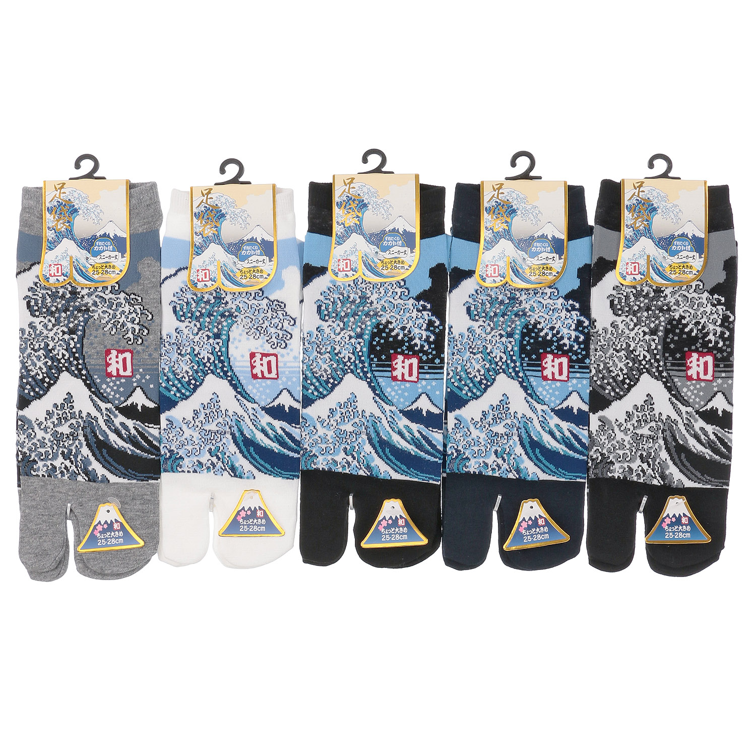 和柄足袋ソックス 波と富士