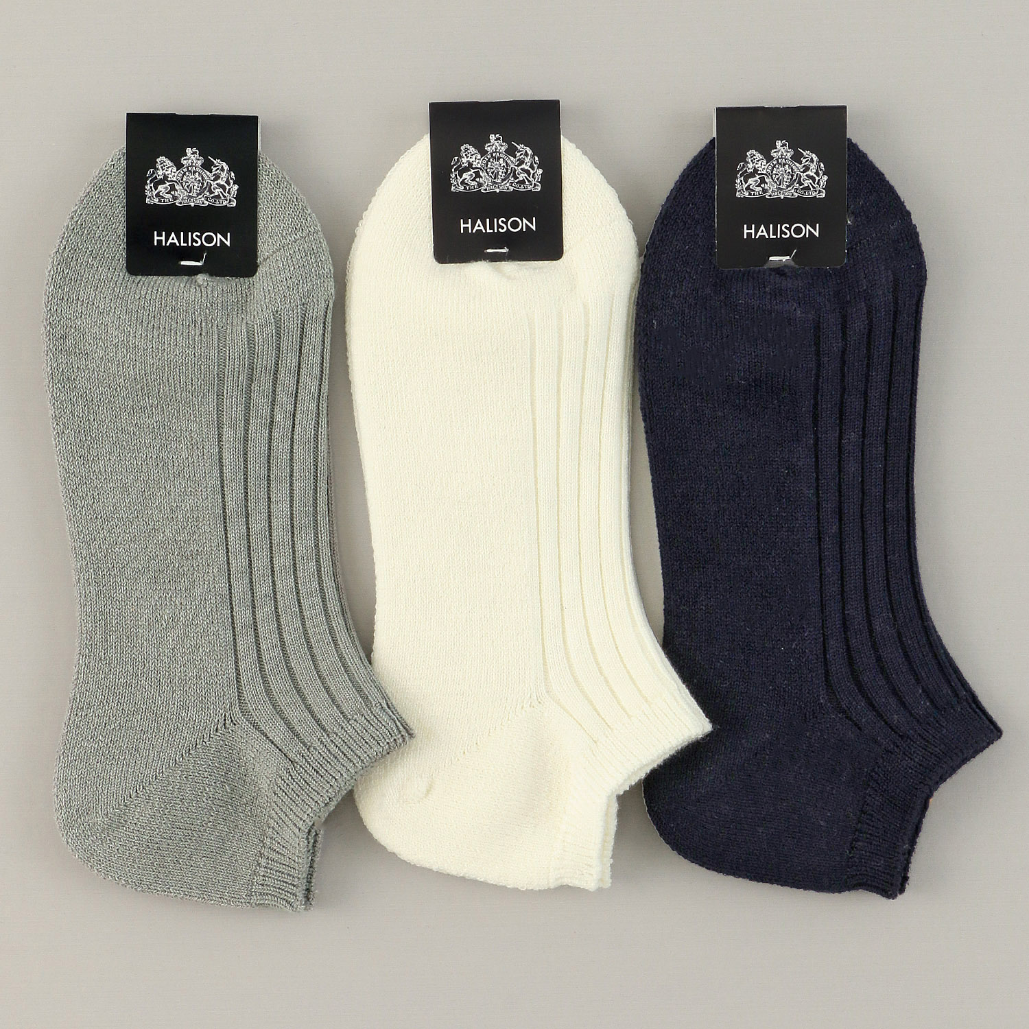 HALISON ドライ綿混 リブパイル アンクルソックス