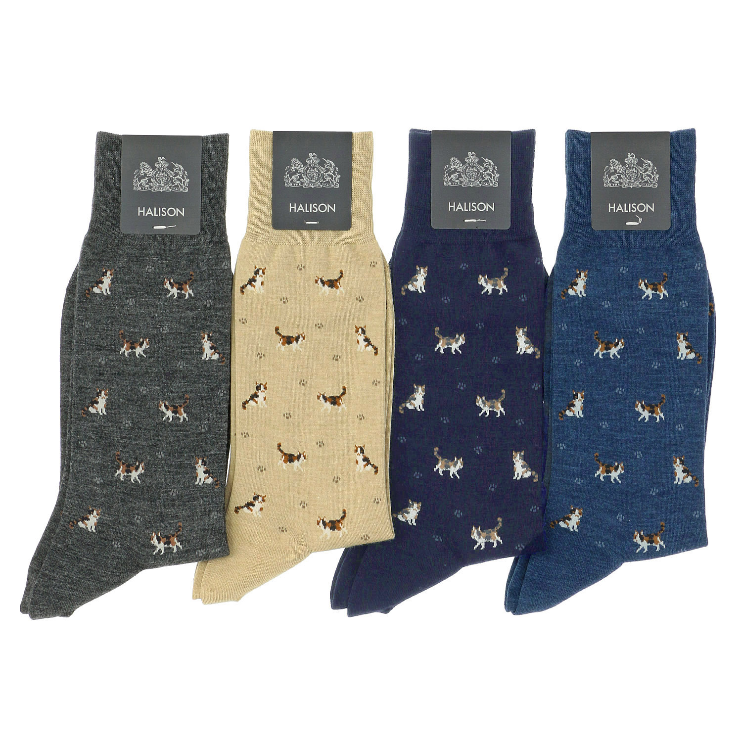 HALISON クールマックス綿 三毛猫柄ソックス