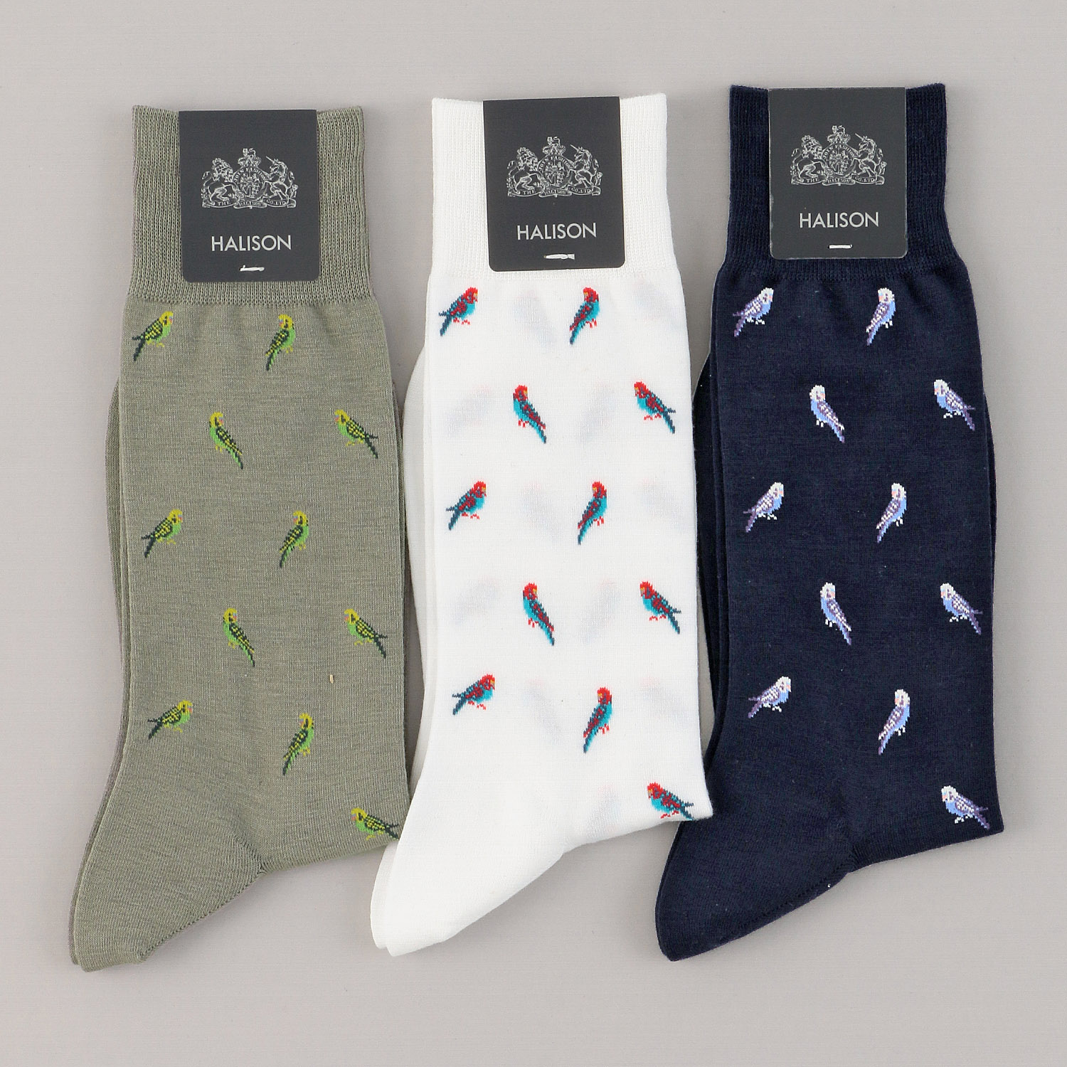 HALISON クールマックス綿 インコ柄ソックス