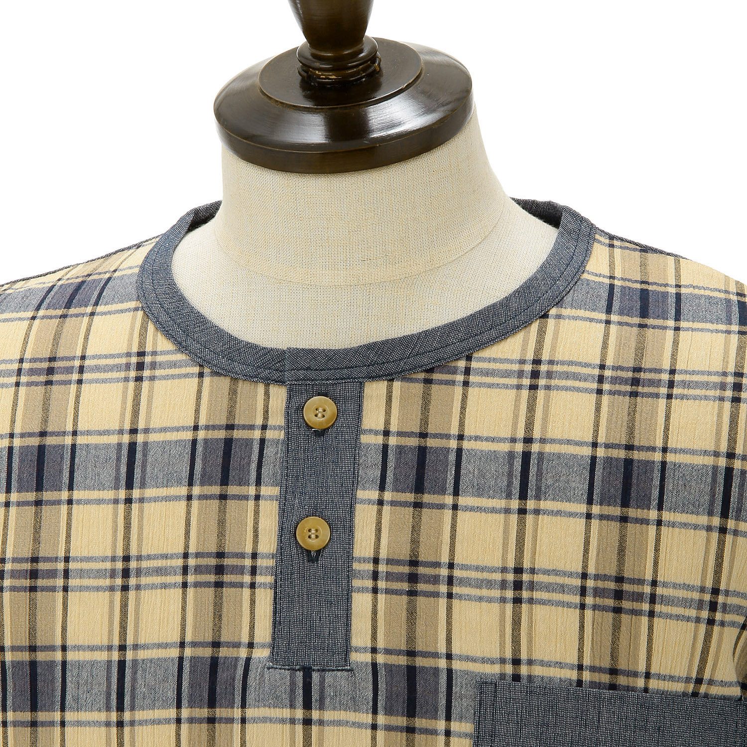 DAKS メンズ クレープ半袖ヘンリーネックシャツ - 画像3