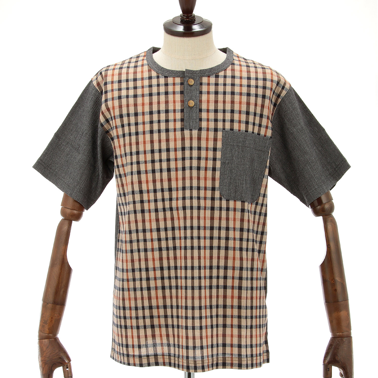 DAKS メンズ クレープ半袖ヘンリーネックシャツ - 画像5