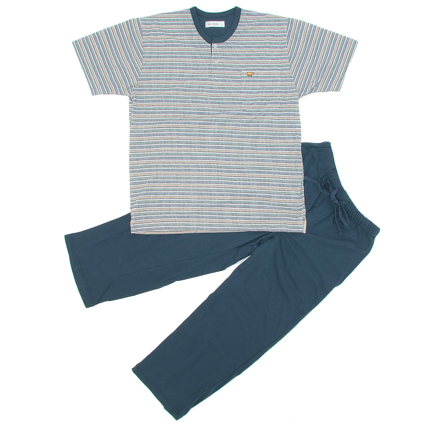 GoldenBear メンズ 半袖9分丈パンツルームウェア ボーダー柄 - 画像2