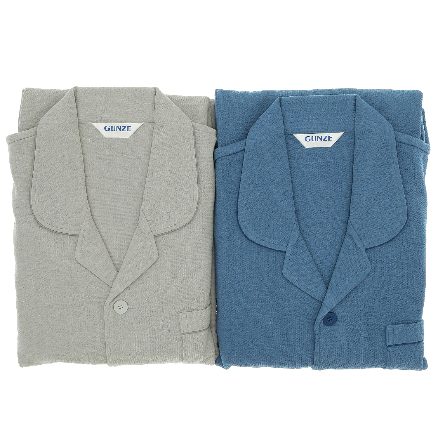 家庭用乾燥機対応 綿混 長袖長パンツ テーラーパジャマ 紳士 - 画像1