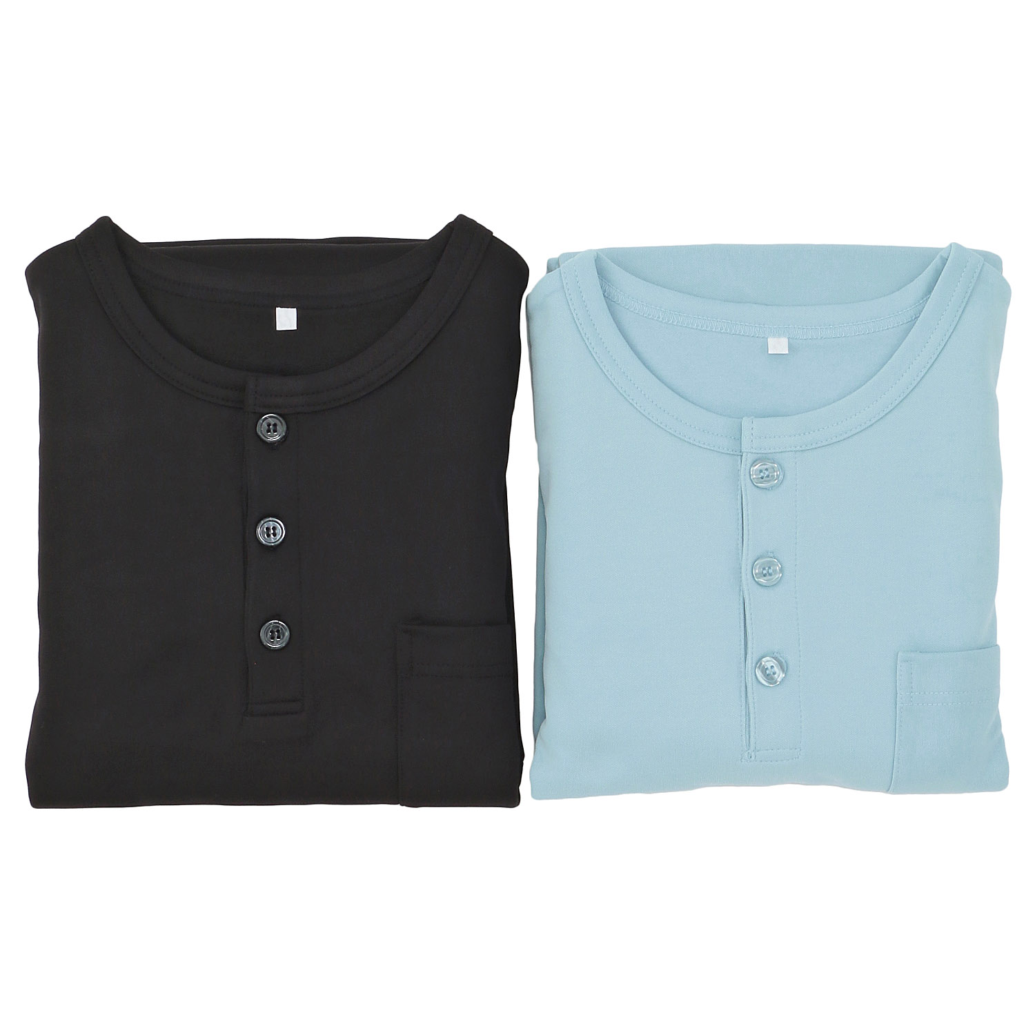 Neruwell（ネルウェル）紳士 ダンボール無地 ヘンリーネック半袖6分丈パンツセットアップ