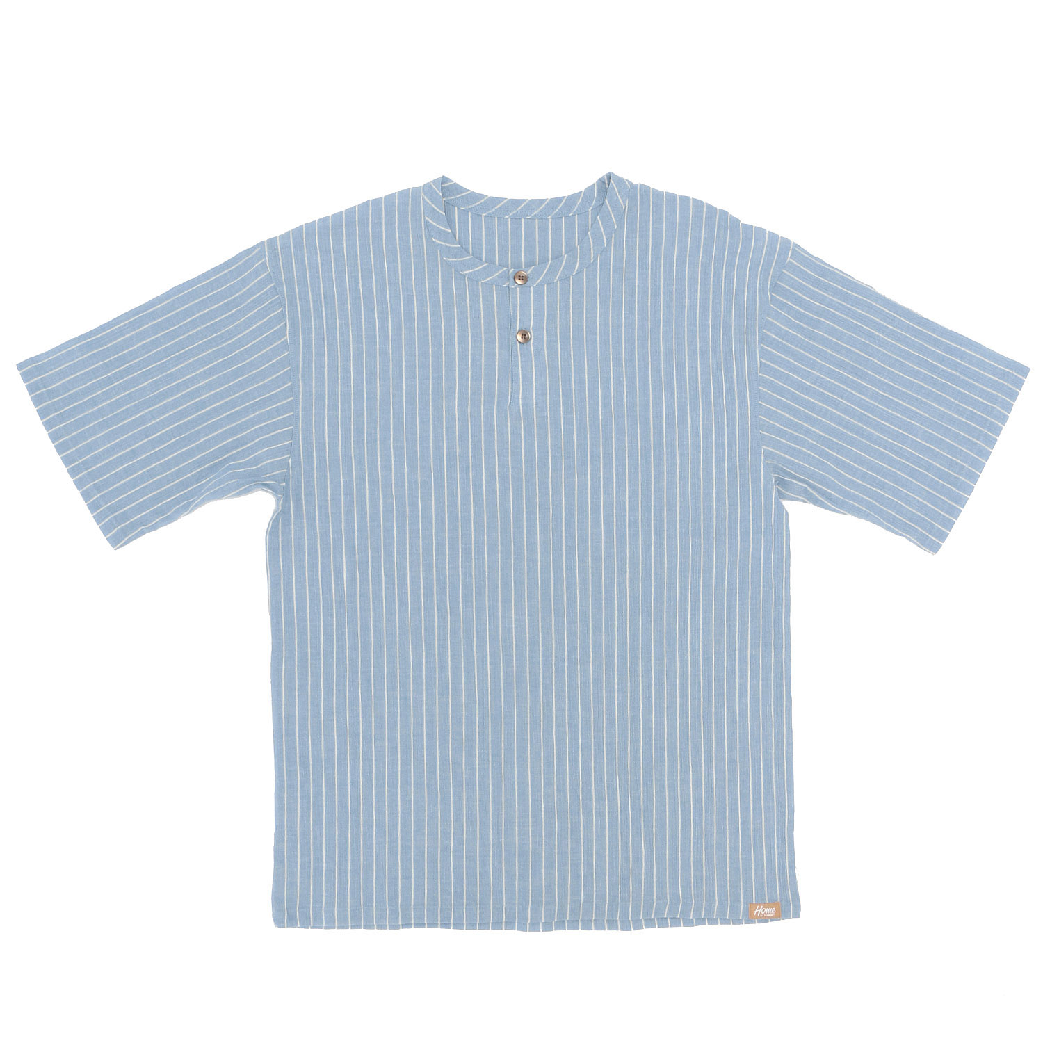 HOME BY TEMPUR 紳士 半袖ヘンリーネック  先染クレープ - 画像5