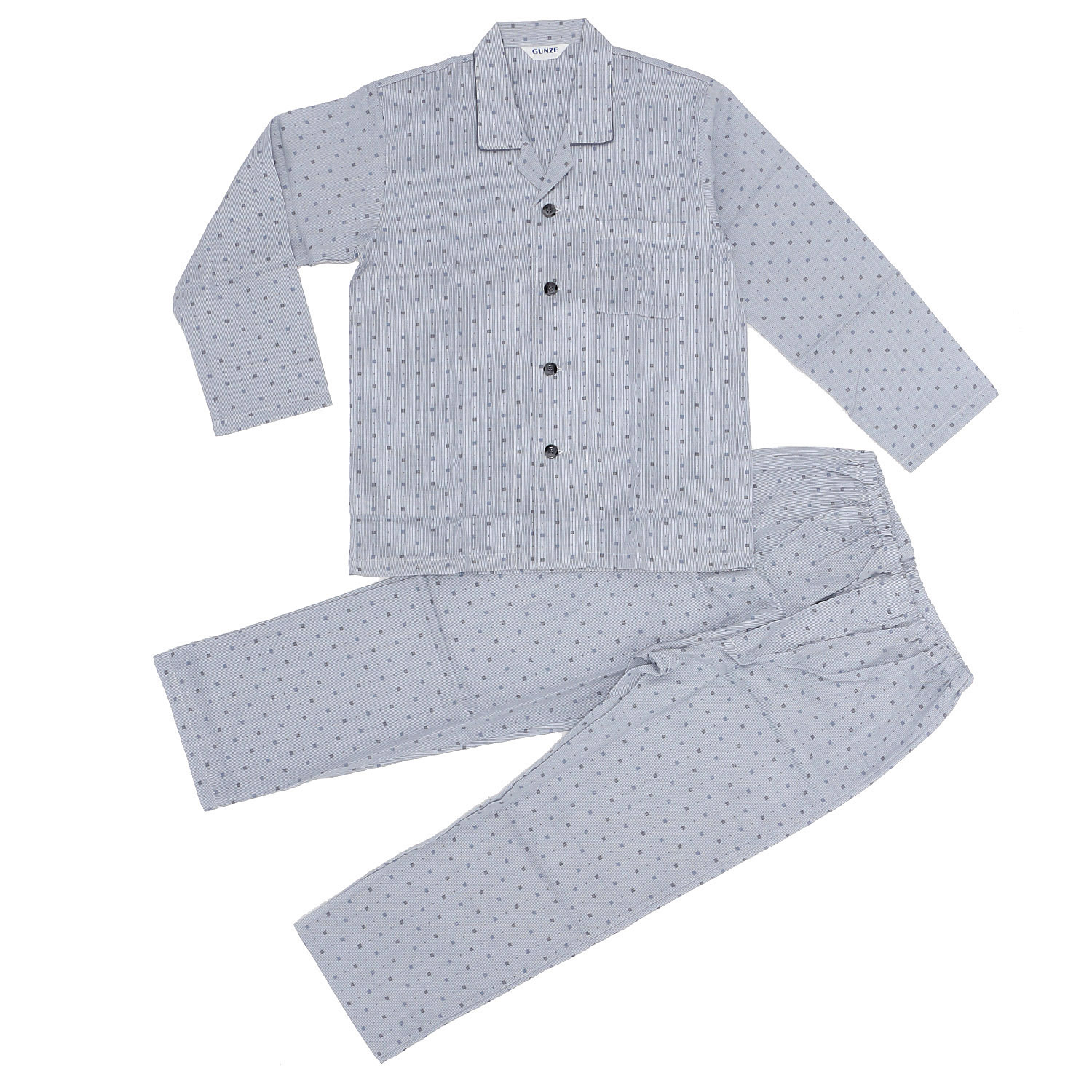 GUNNZE 紳士 ダブルガーゼ長袖長パンツ パジャマ - 画像2