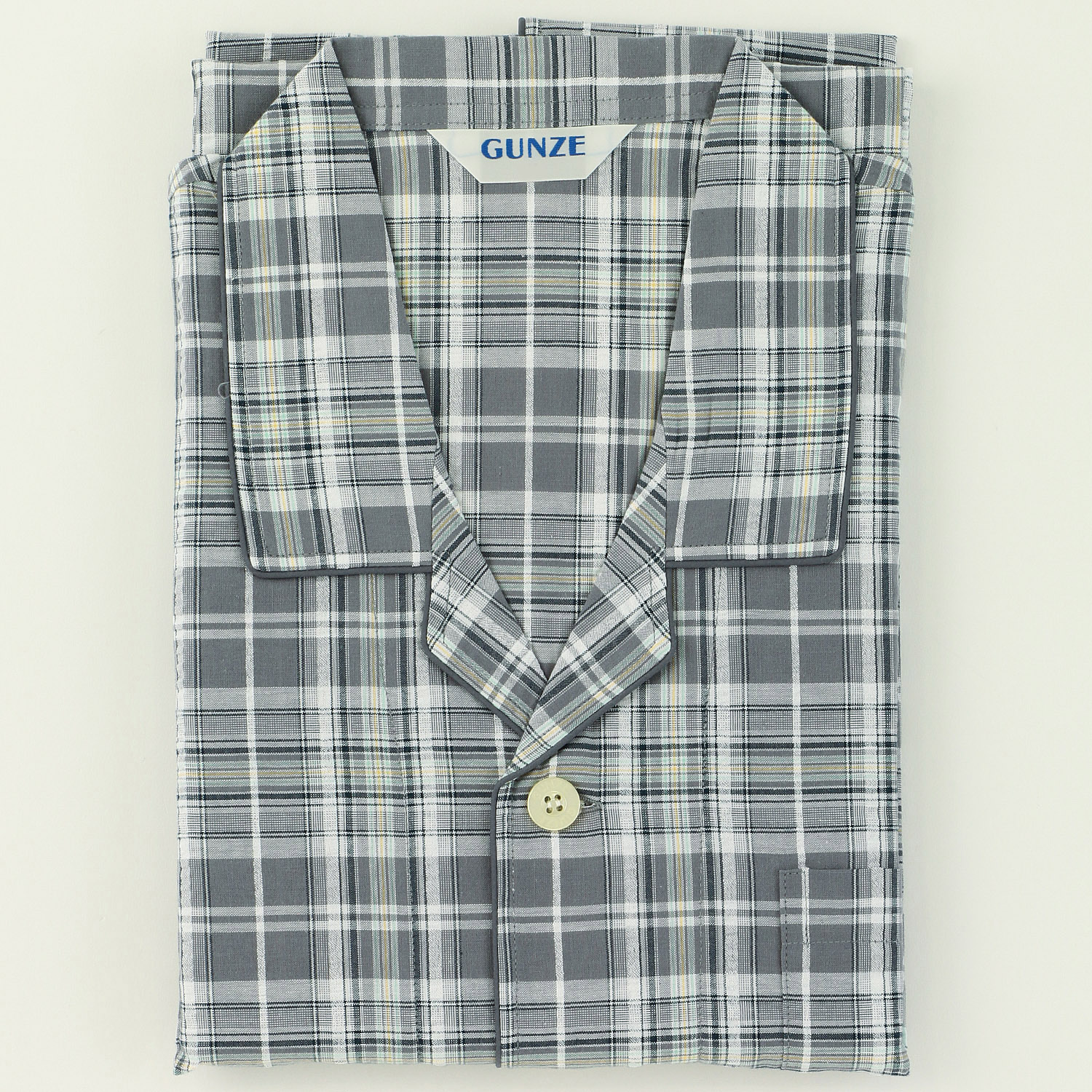 GUNZE 紳士 綿100％ 先染サッカー格子柄長袖長パンツ パジャマLL - 画像3