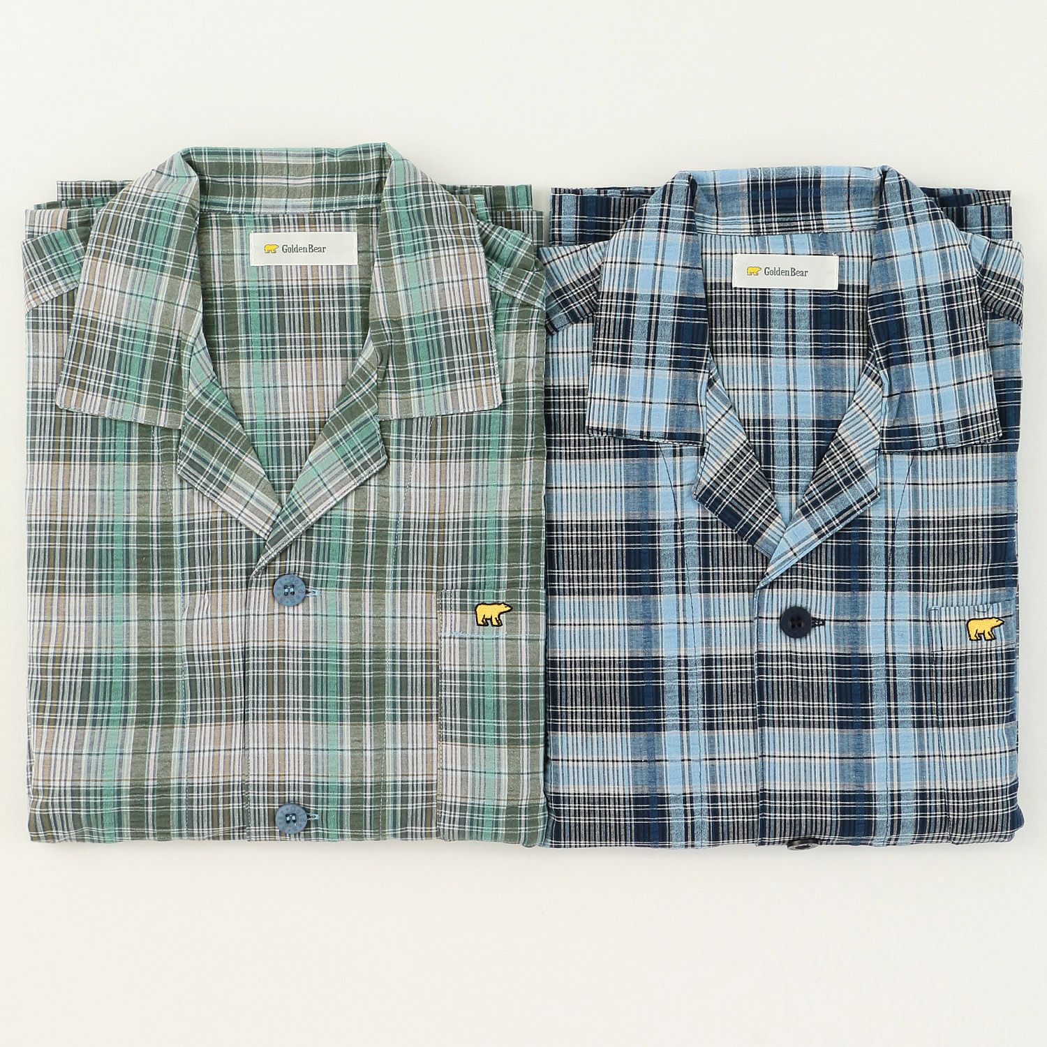 GoldenBear 紳士 サッカー長袖長ズボンパジャマ 格子柄