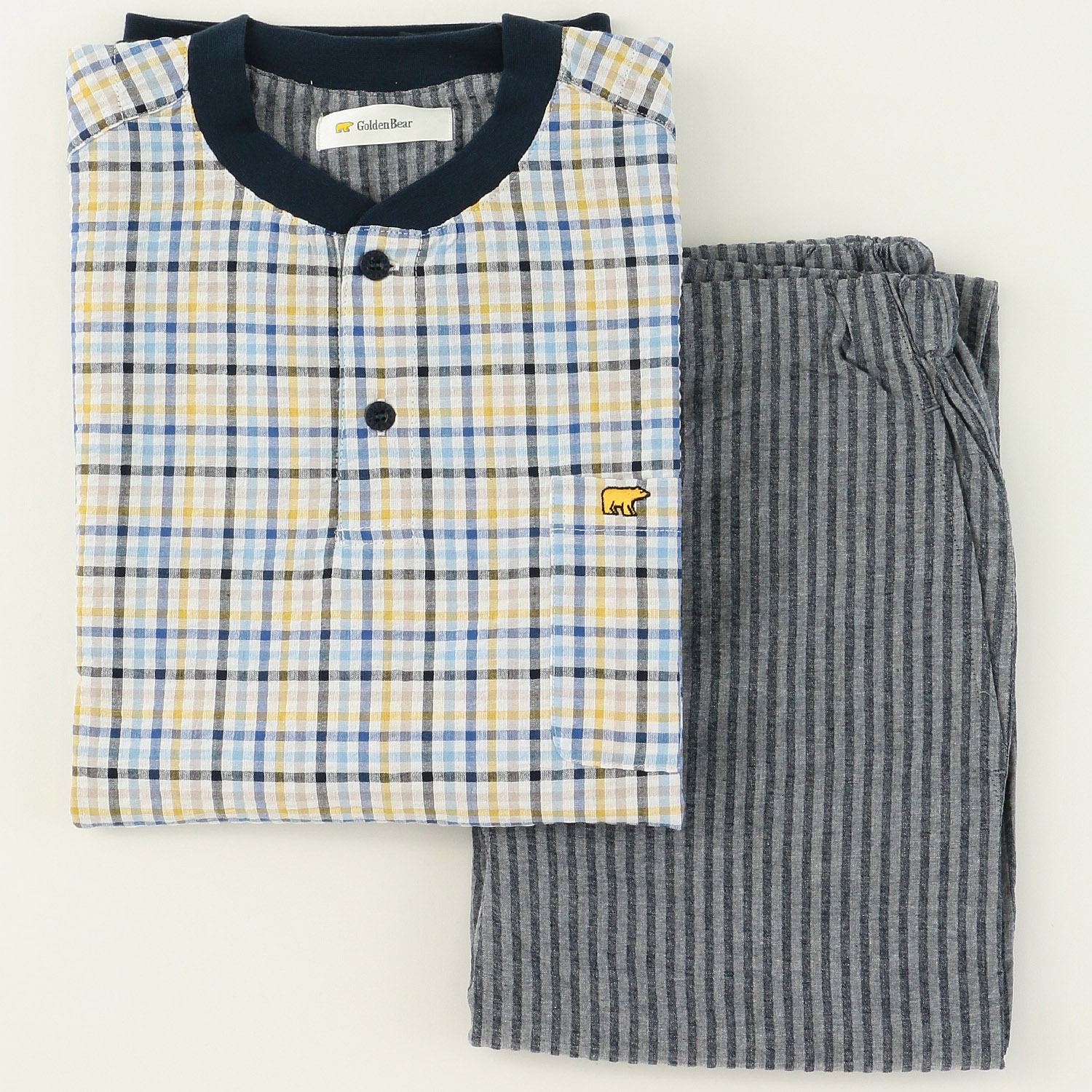 Golden Bear 布帛サッカー チェック柄長袖長パンツパジャマ - 画像6