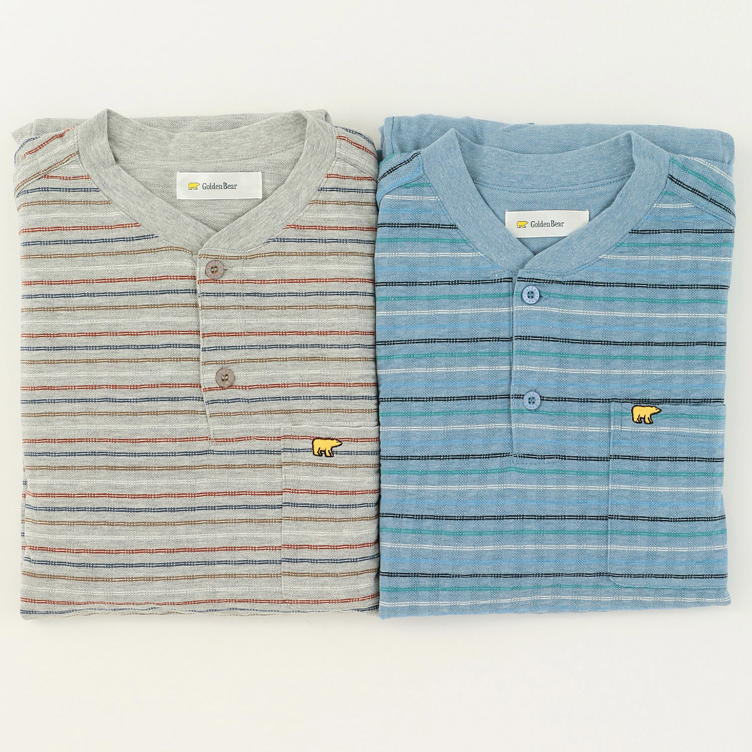 GoldenBear 紳士 ニットサッカー長袖長ズボンパジャマ ボーダー柄