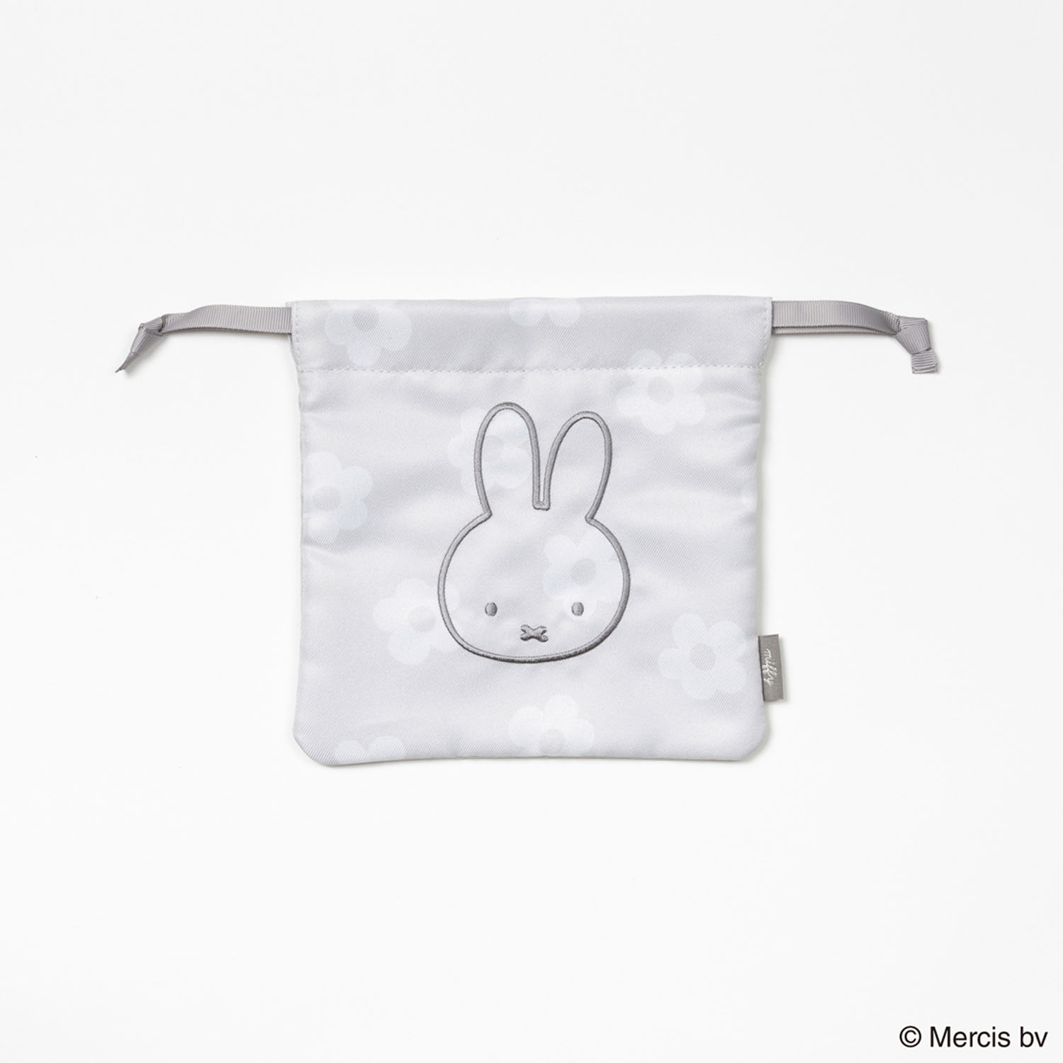 MIFFY FLOWER 巾着 グレー ミッフィー