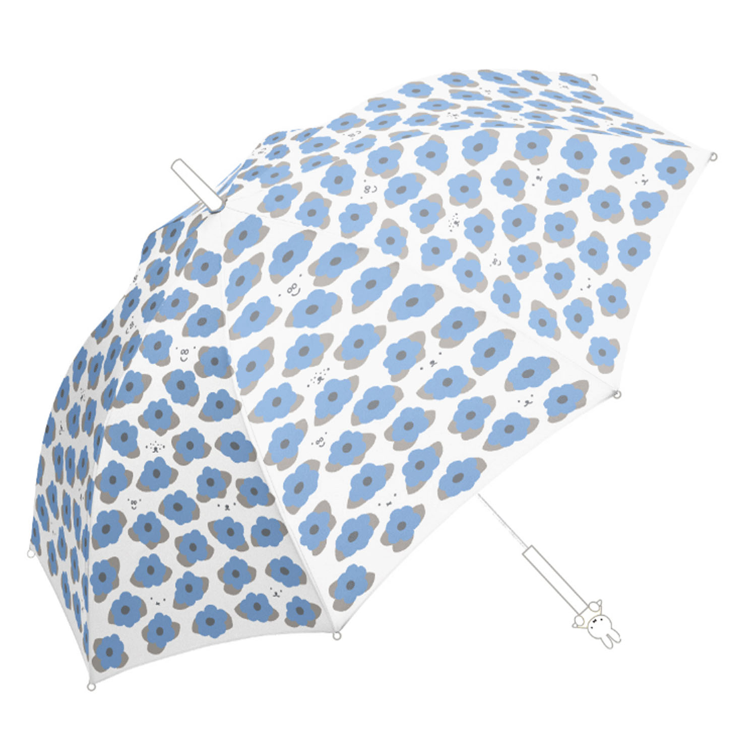 ミッフィービニール長傘 ブルーフラワー柄