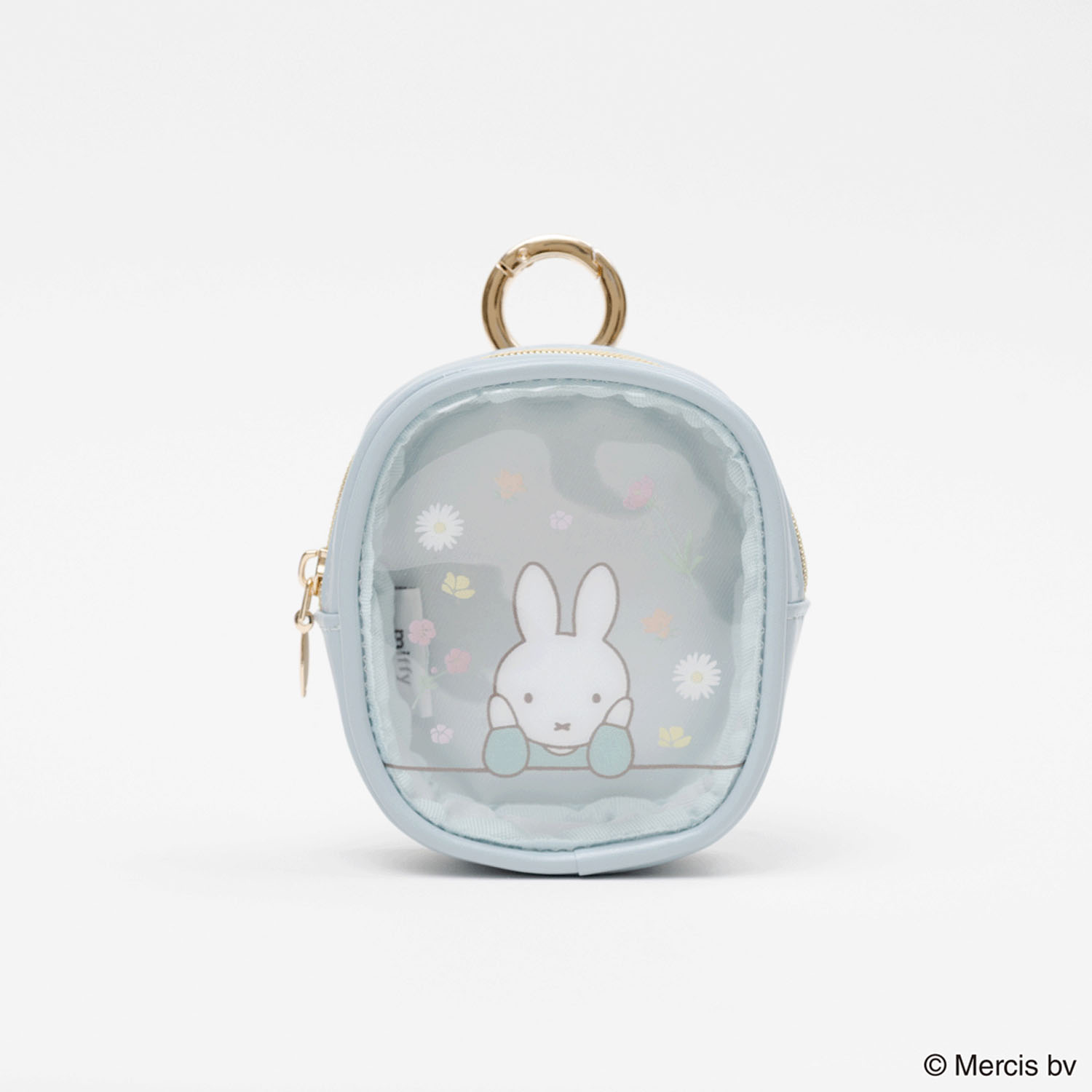 MIFFY FLOWER PVCマイクロミニスクエアポーチ ブルー