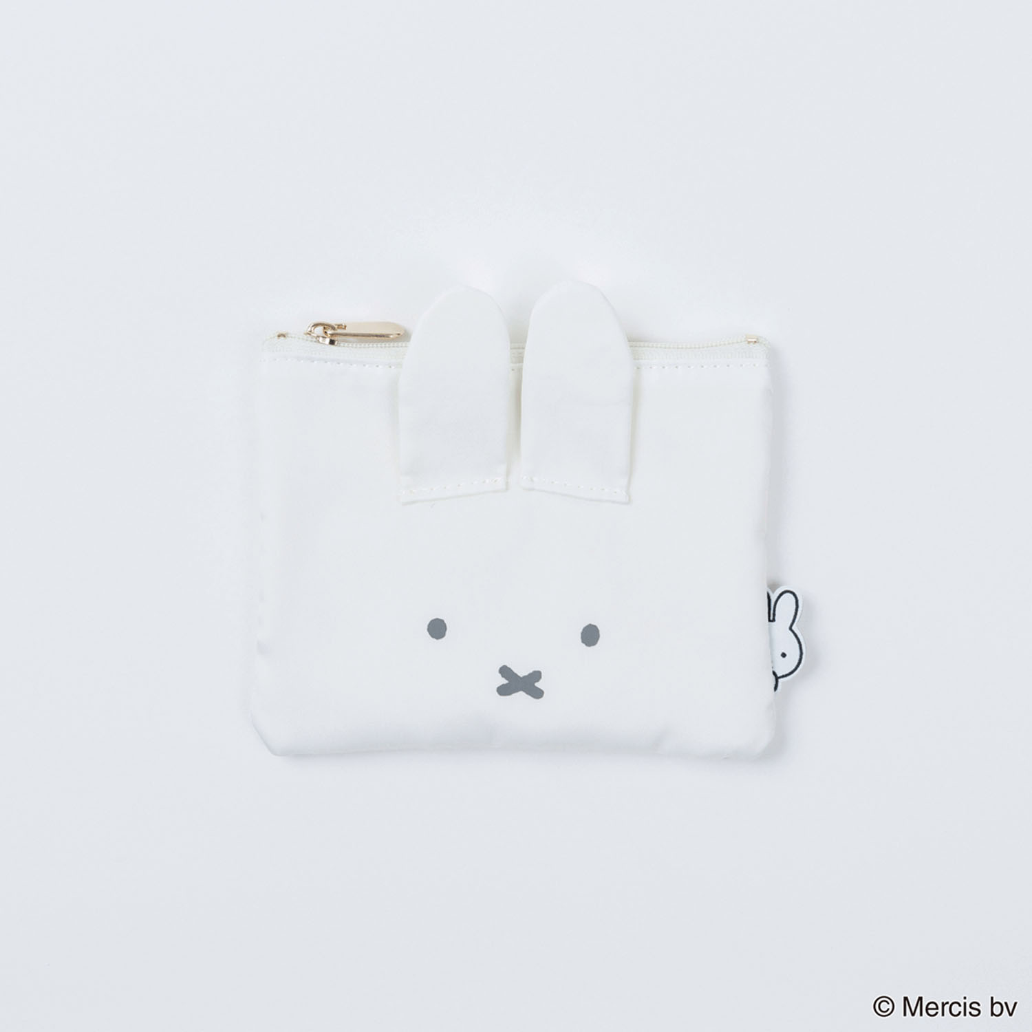 ミッフィー BASIC FACE ミニフラットポーチ アイボリー