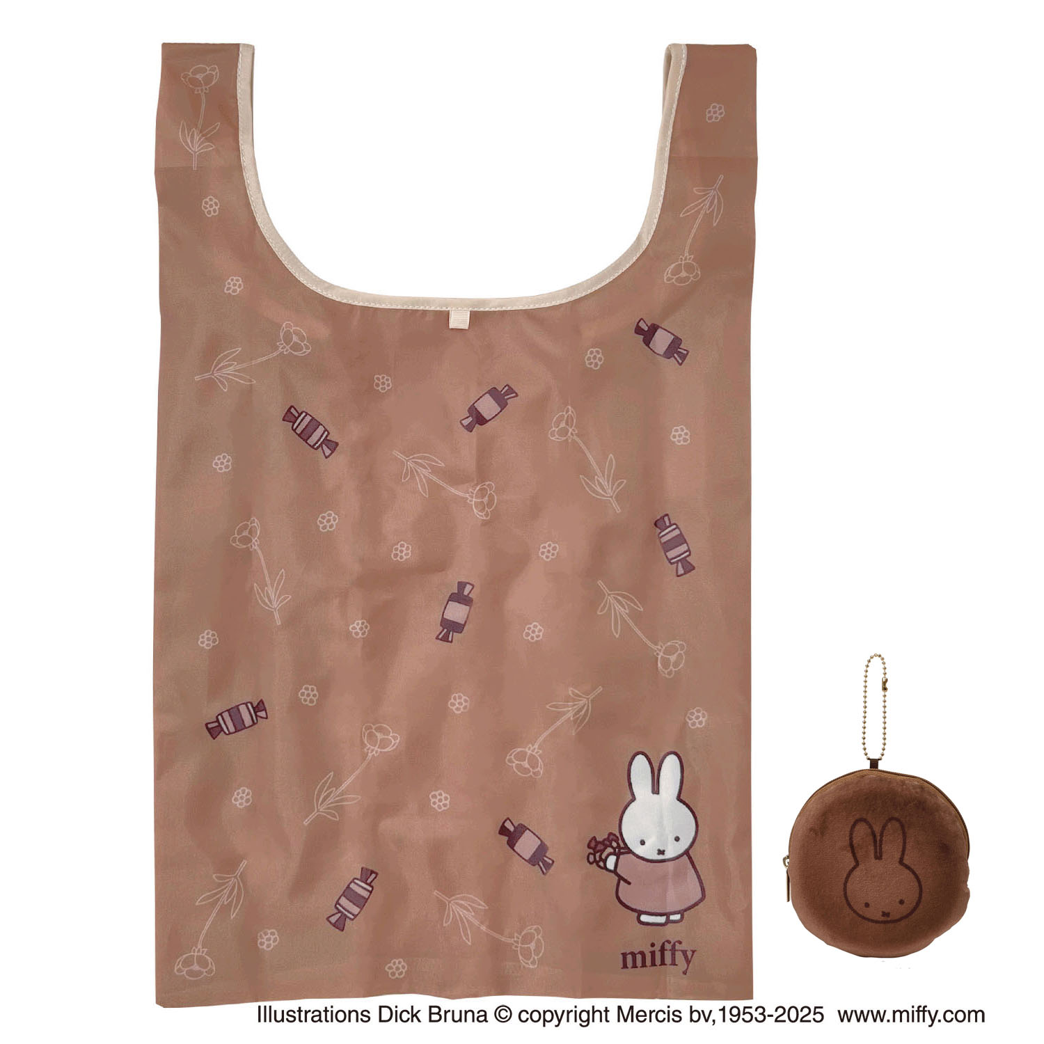 ミッフィー ポーチ付きエコバッグ チョコレート