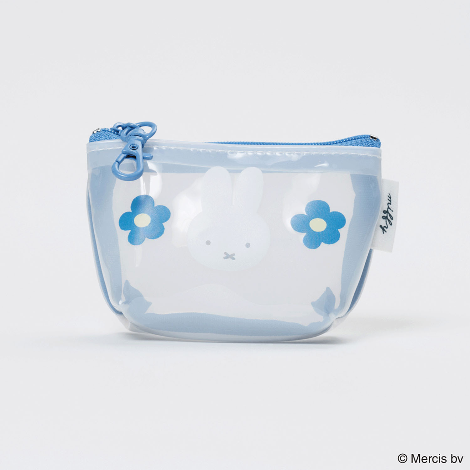 miffy PVCマイクロ台形ポーチ ブルー FACE FLOWER