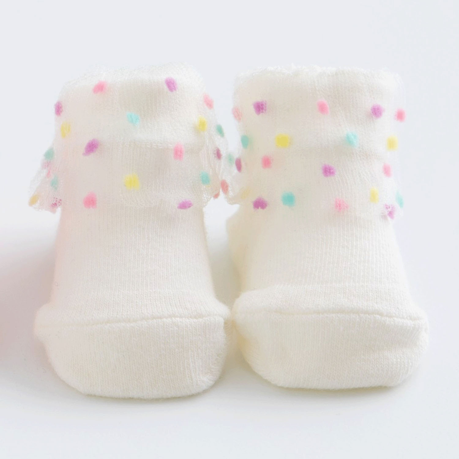 メモリアルソックス＆リボン花柄切り替えスタイ オフホワイト - 画像3