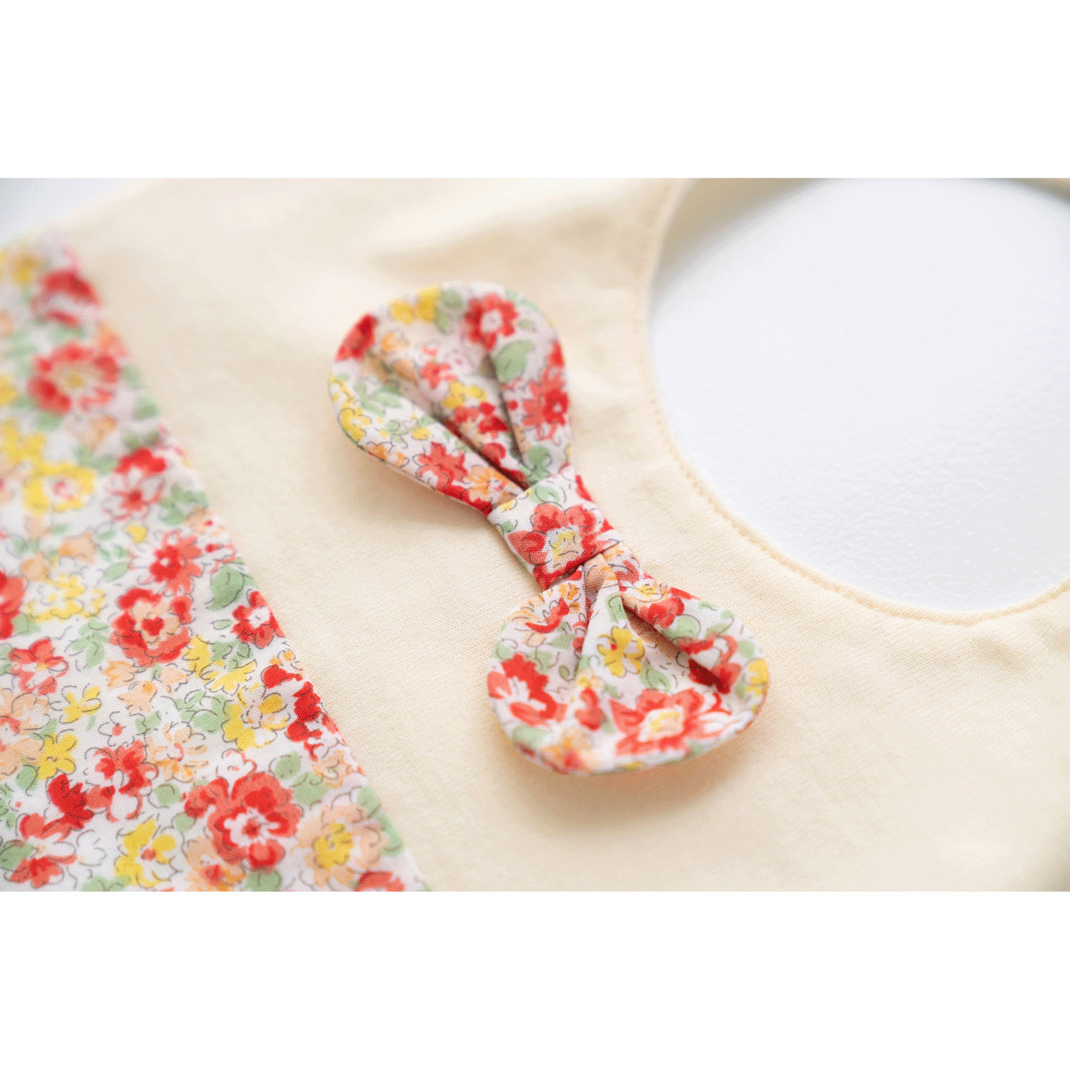 メモリアルソックス＆リボン花柄切り替えスタイ オフホワイト - 画像4