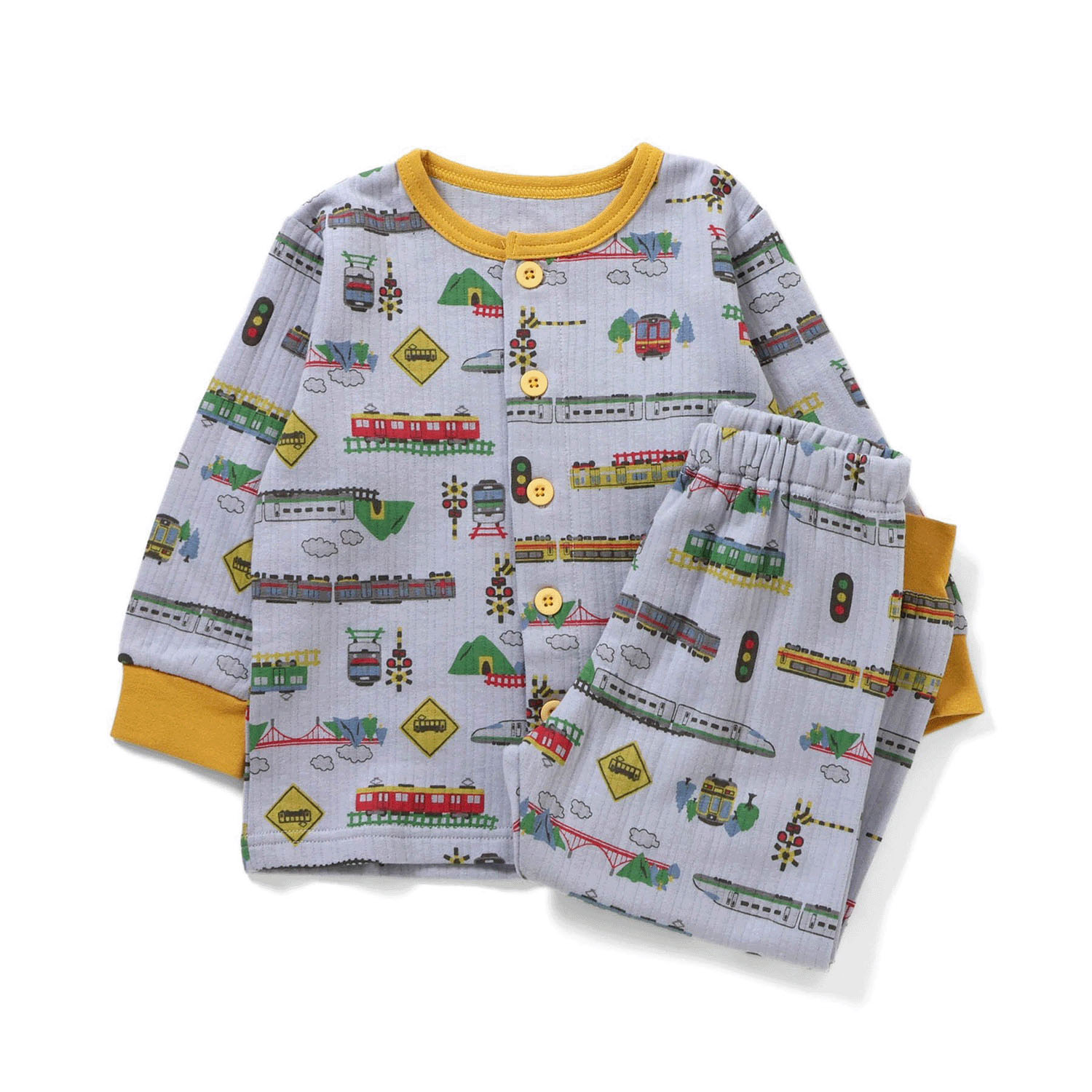 電車柄 ニットキルトパジャマ