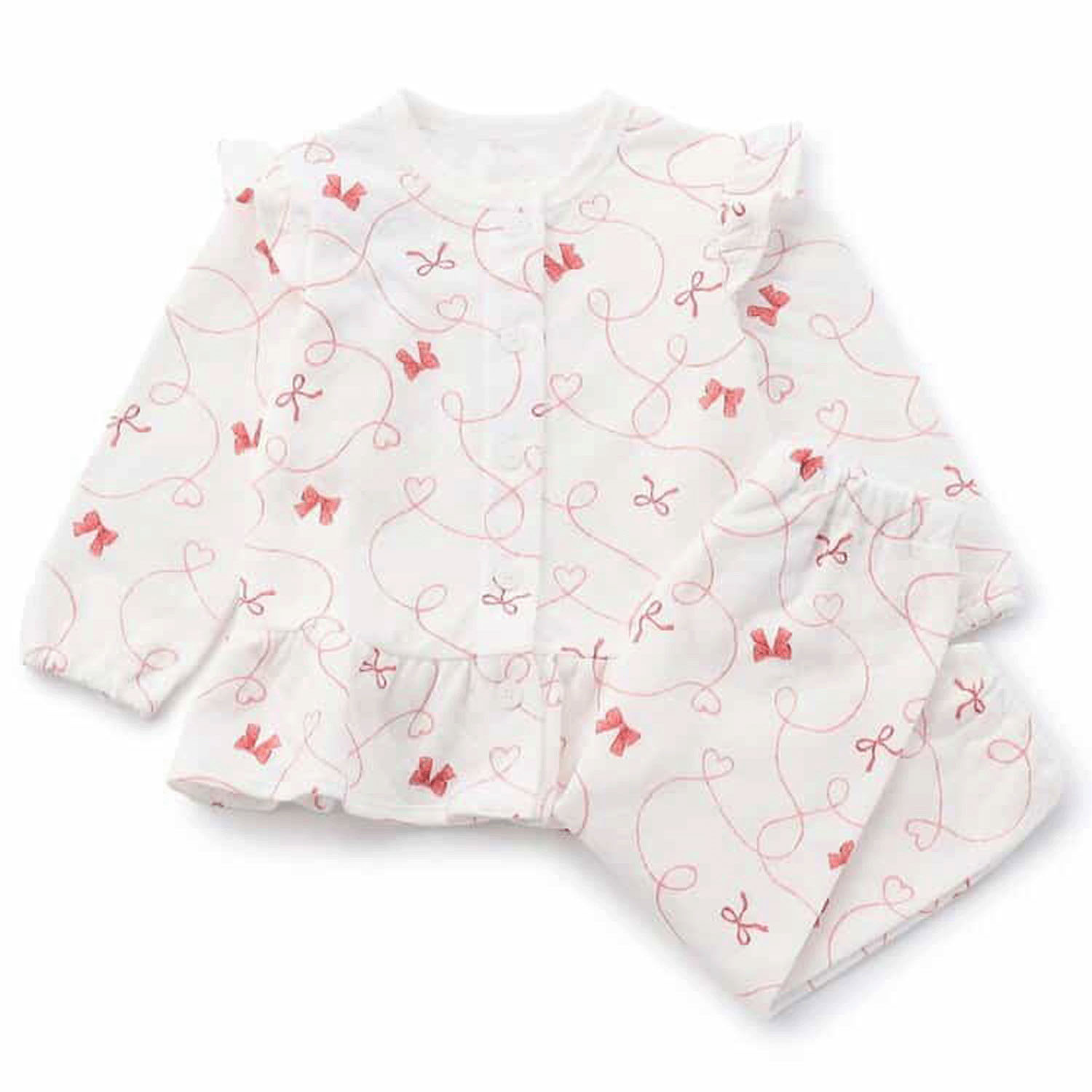 リボン柄ニットキルトペプラムパジャマ