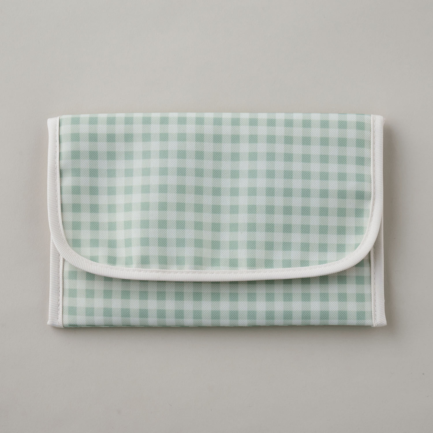 ギンガムチェックの母子手帳ケース グリーン