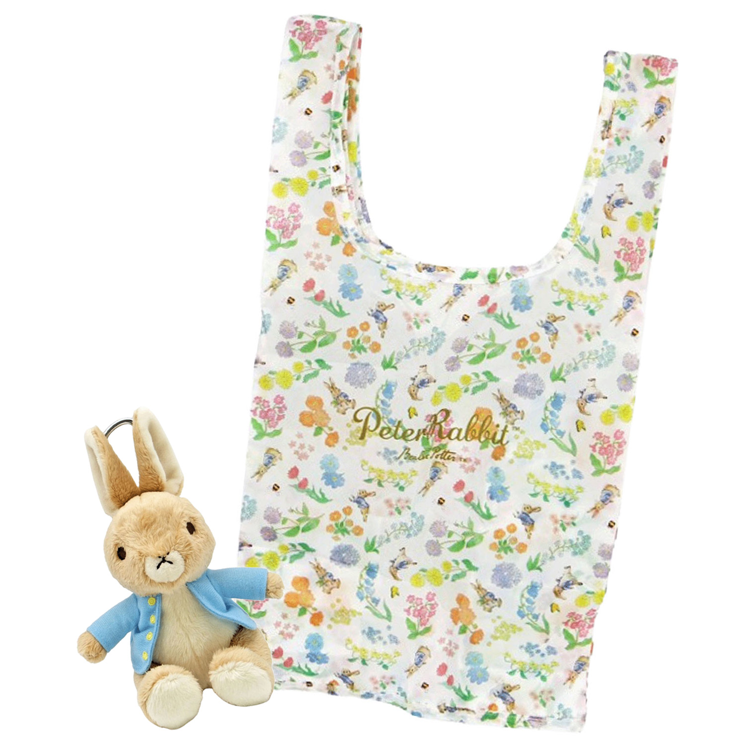 ピーターラビット ぬいぐるみエコバッグ フラワー