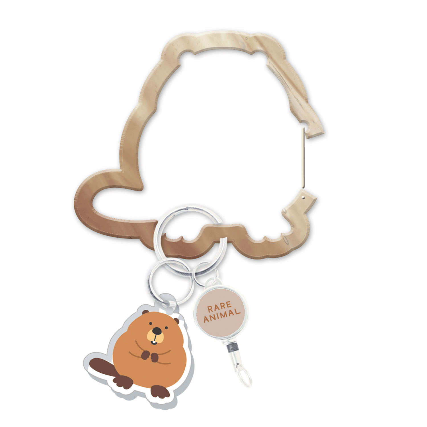 レアアニマル リール付きアクリルカラビナ ビーバー