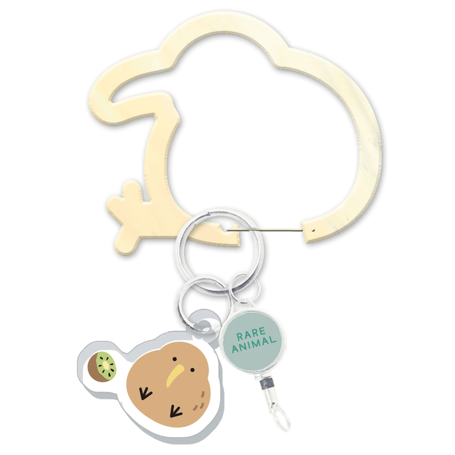 レアアニマル リール付きアクリルカラビナ キーウィ
